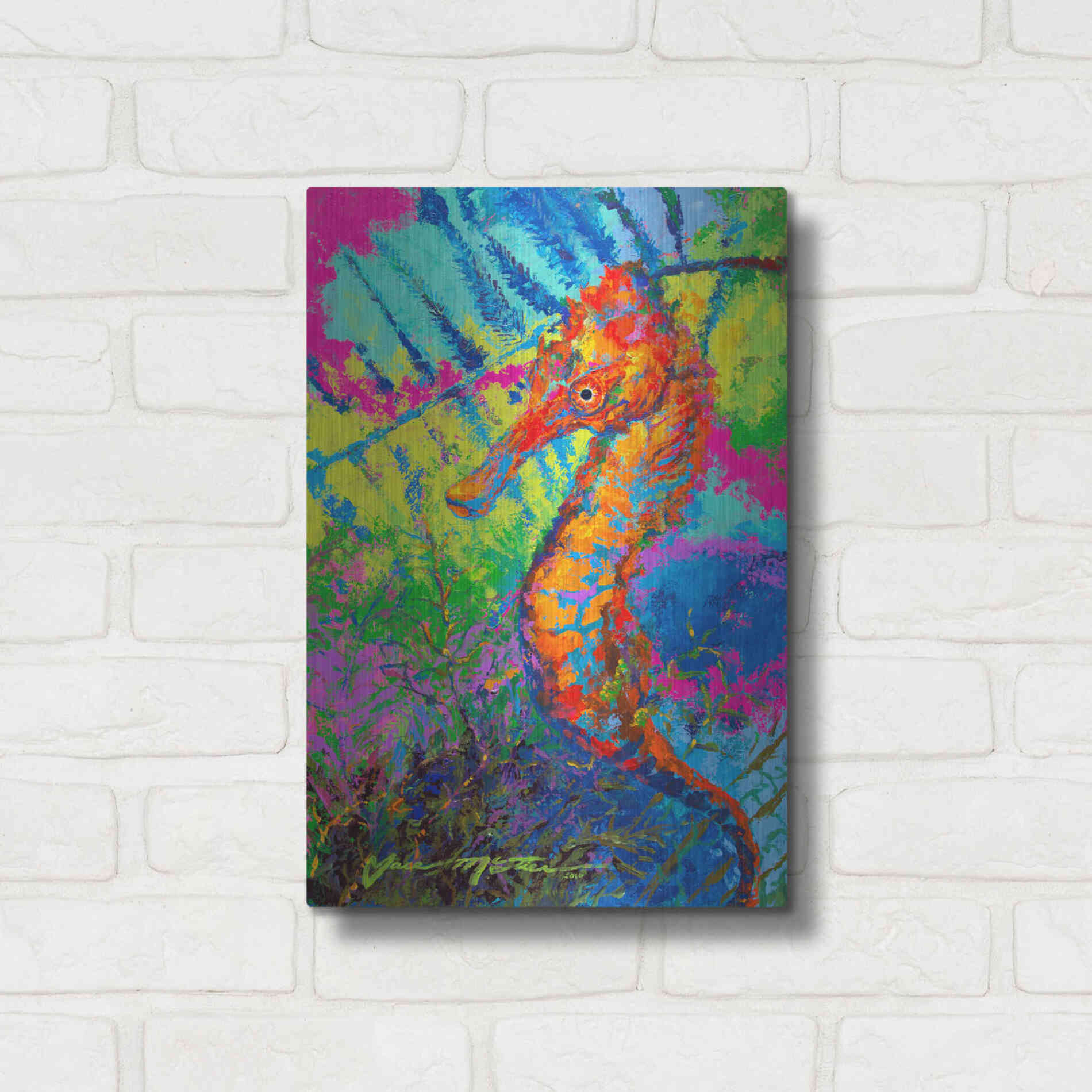 Luxe Metal Art 'Miniature Majesty of the Ocean Orange Caribbe' by Jace D McTier, Metal Wall Art,12x16