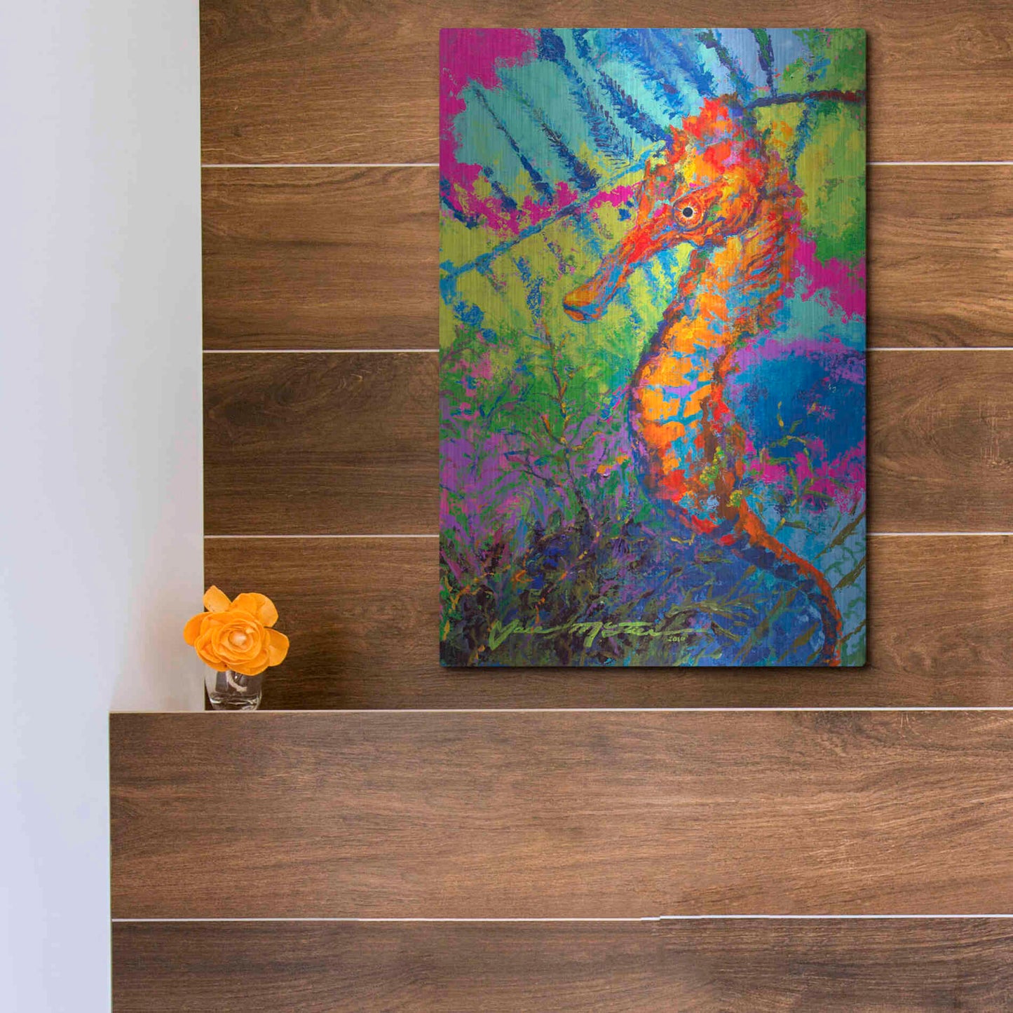 Luxe Metal Art 'Miniature Majesty of the Ocean Orange Caribbe' by Jace D McTier, Metal Wall Art,12x16