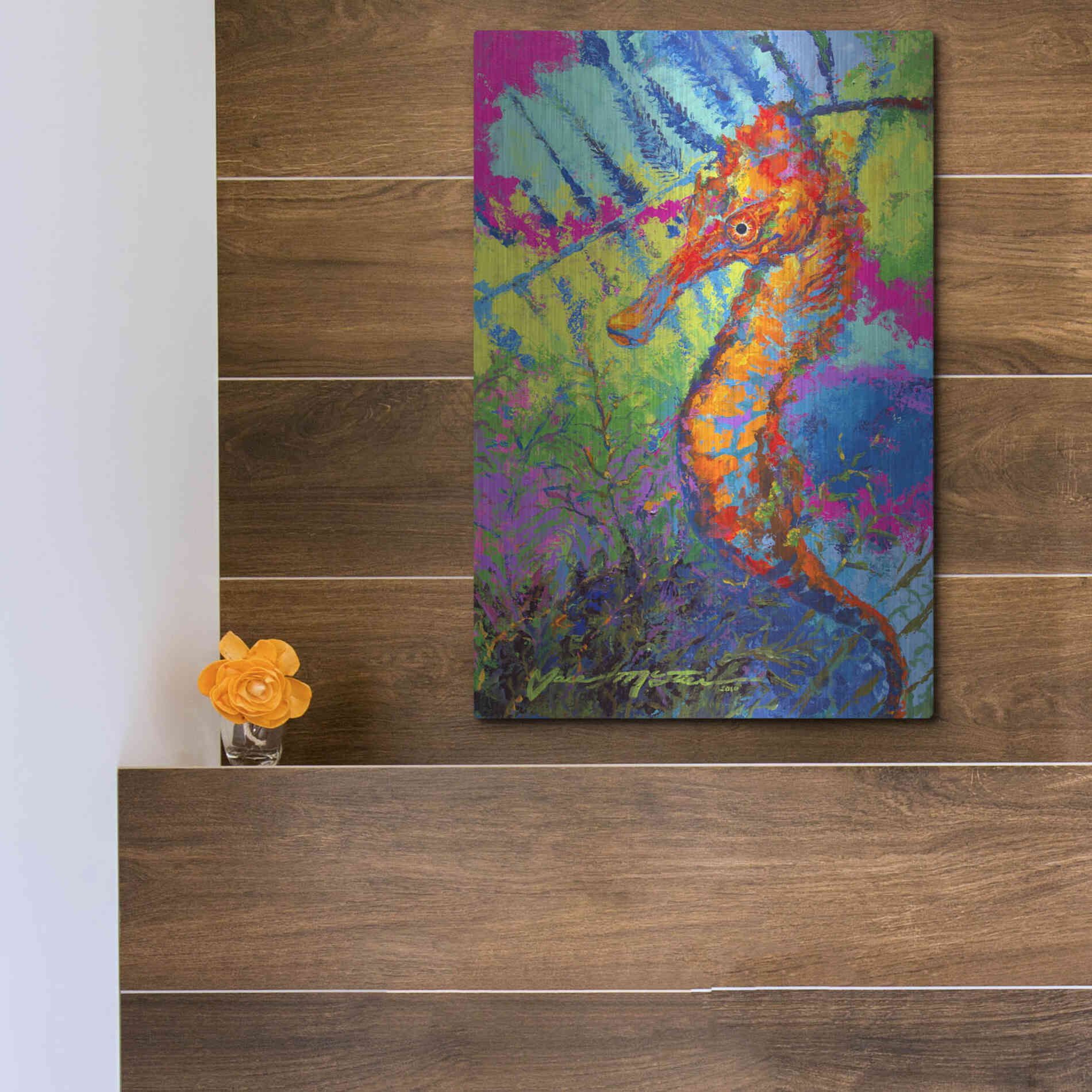 Luxe Metal Art 'Miniature Majesty of the Ocean Orange Caribbe' by Jace D McTier, Metal Wall Art,12x16