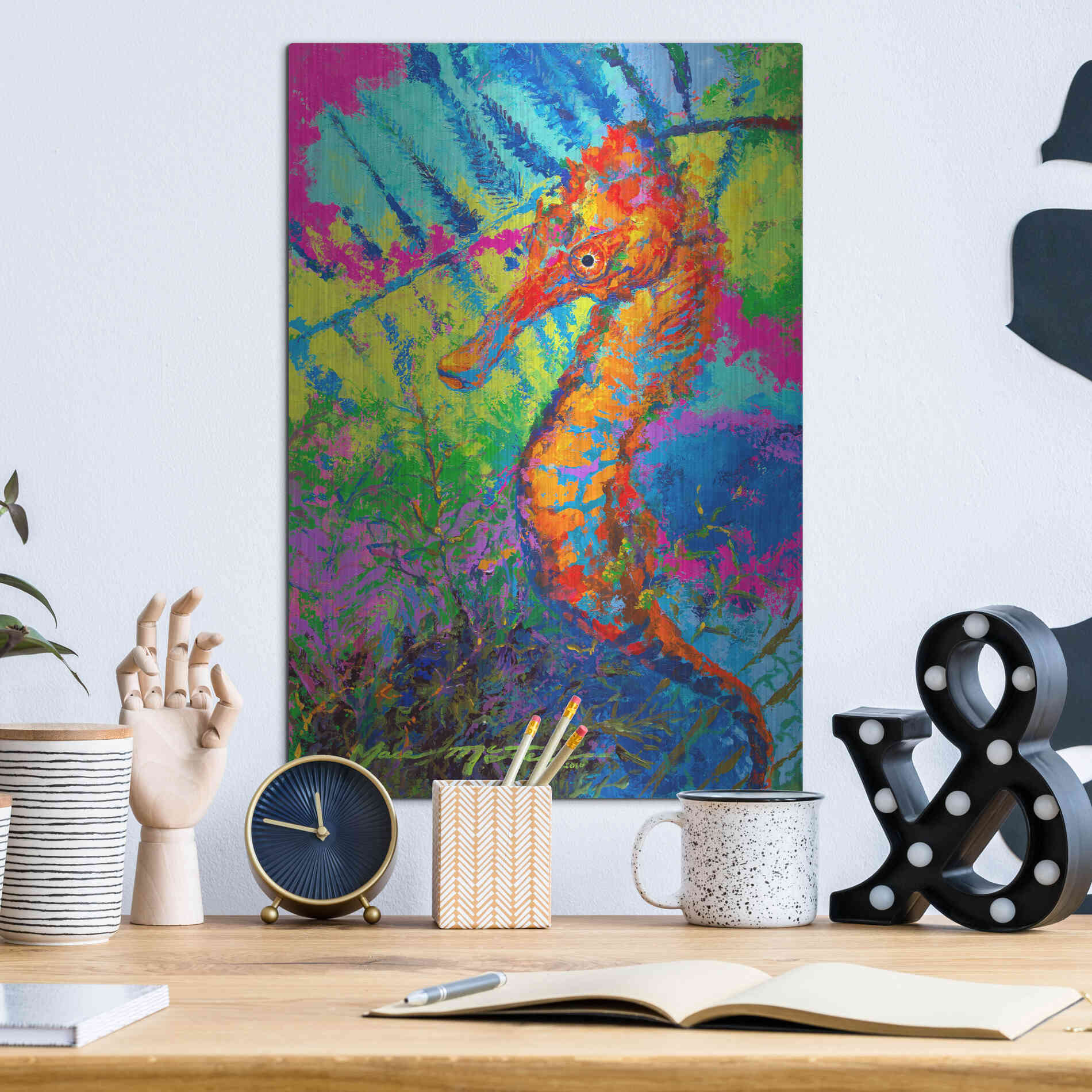 Luxe Metal Art 'Miniature Majesty of the Ocean Orange Caribbe' by Jace D McTier, Metal Wall Art,12x16