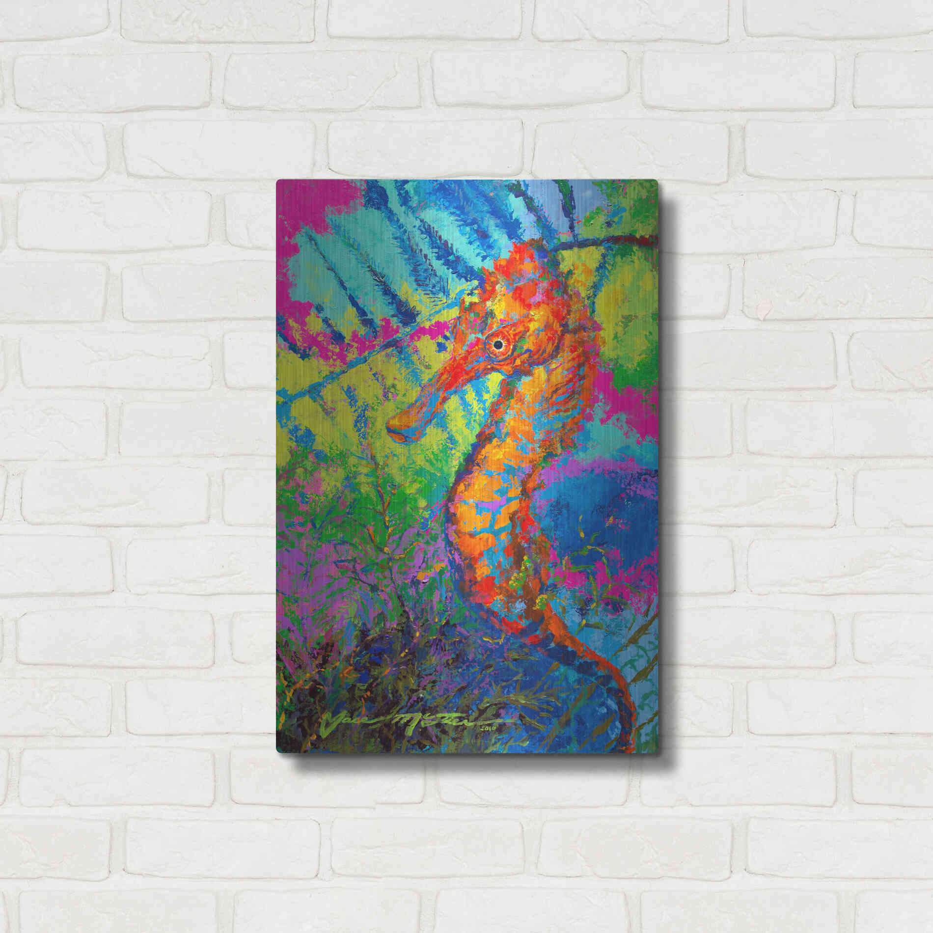 Luxe Metal Art 'Miniature Majesty of the Ocean Orange Caribbe' by Jace D McTier, Metal Wall Art,16x24