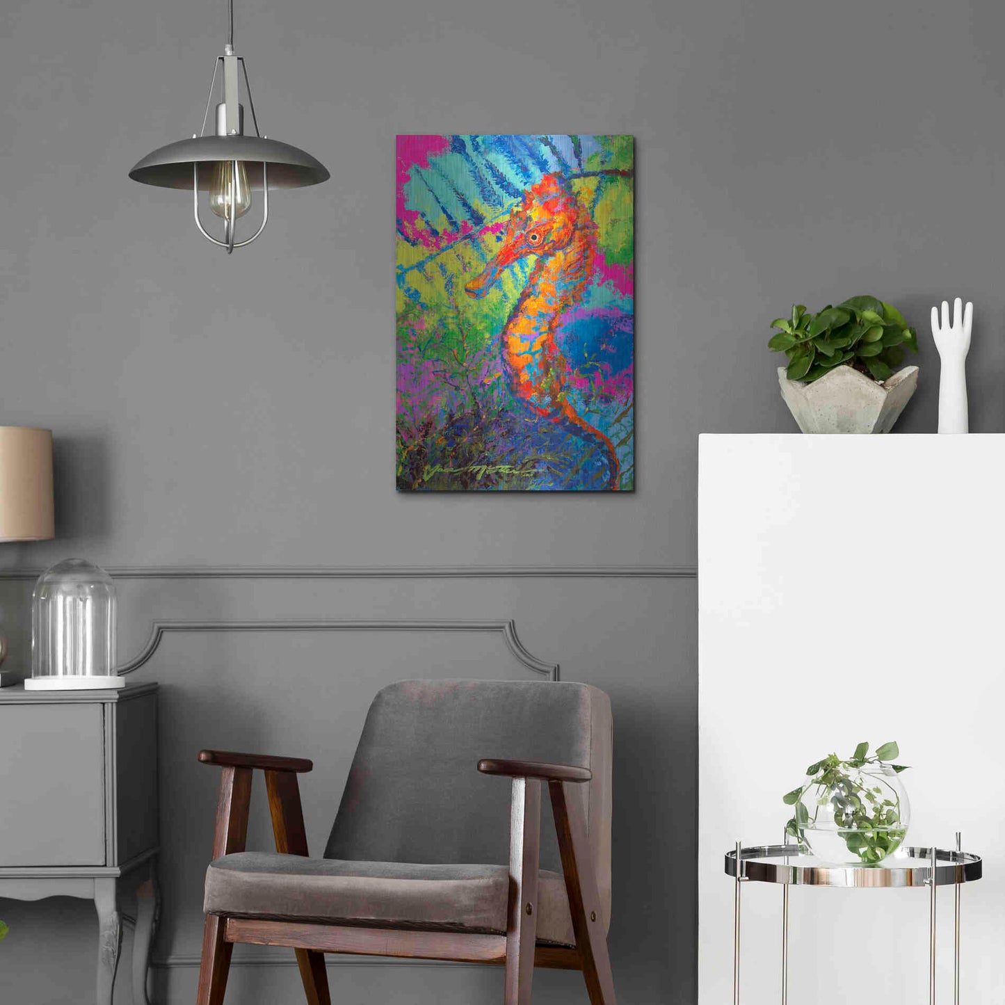 Luxe Metal Art 'Miniature Majesty of the Ocean Orange Caribbe' by Jace D McTier, Metal Wall Art,16x24