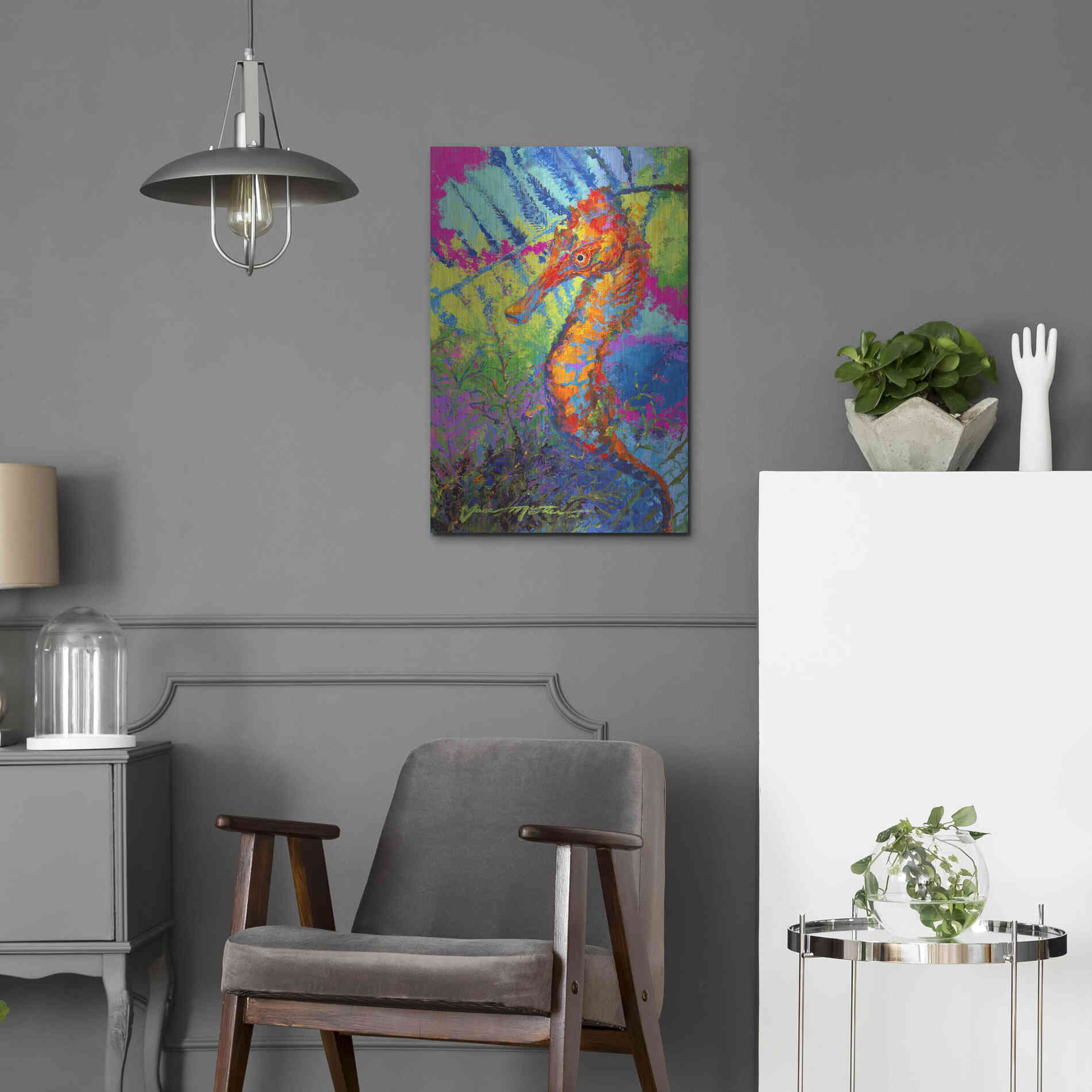 Luxe Metal Art 'Miniature Majesty of the Ocean Orange Caribbe' by Jace D McTier, Metal Wall Art,16x24