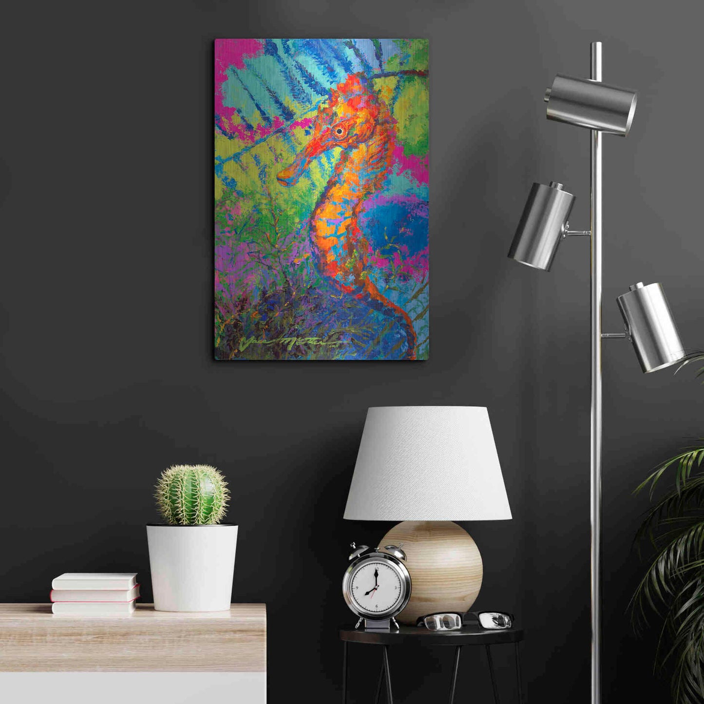 Luxe Metal Art 'Miniature Majesty of the Ocean Orange Caribbe' by Jace D McTier, Metal Wall Art,16x24