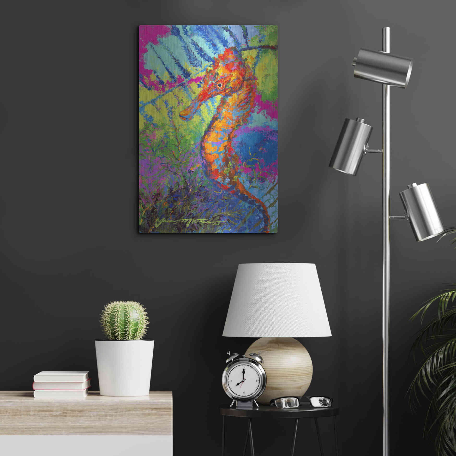Luxe Metal Art 'Miniature Majesty of the Ocean Orange Caribbe' by Jace D McTier, Metal Wall Art,16x24