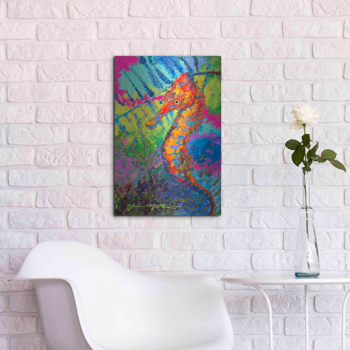 Luxe Metal Art 'Miniature Majesty of the Ocean Orange Caribbe' by Jace D McTier, Metal Wall Art,16x24