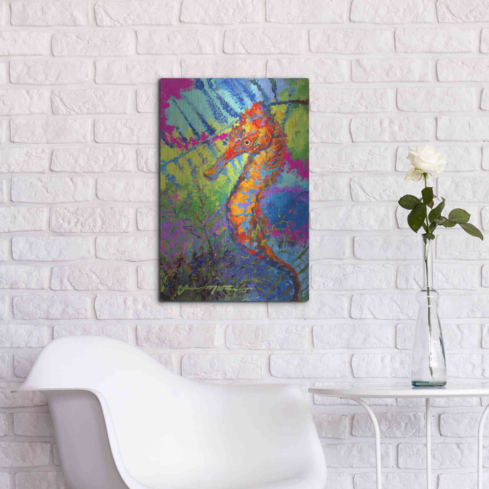 Luxe Metal Art 'Miniature Majesty of the Ocean Orange Caribbe' by Jace D McTier, Metal Wall Art,16x24