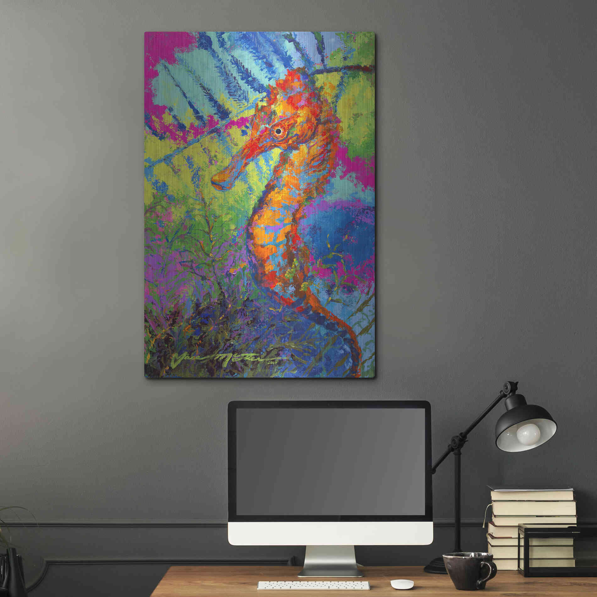 Luxe Metal Art 'Miniature Majesty of the Ocean Orange Caribbe' by Jace D McTier, Metal Wall Art,24x36