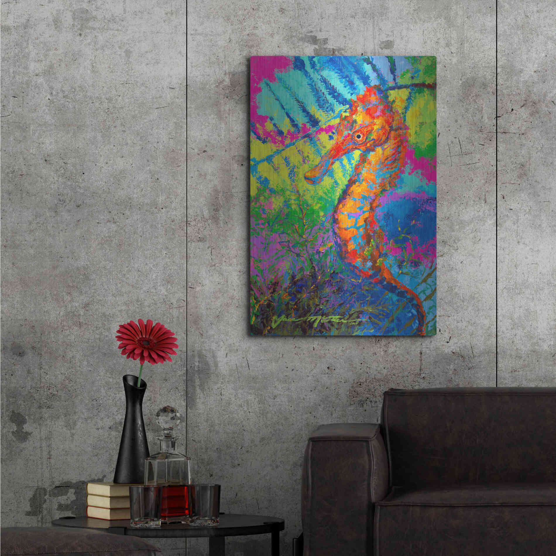 Luxe Metal Art 'Miniature Majesty of the Ocean Orange Caribbe' by Jace D McTier, Metal Wall Art,24x36