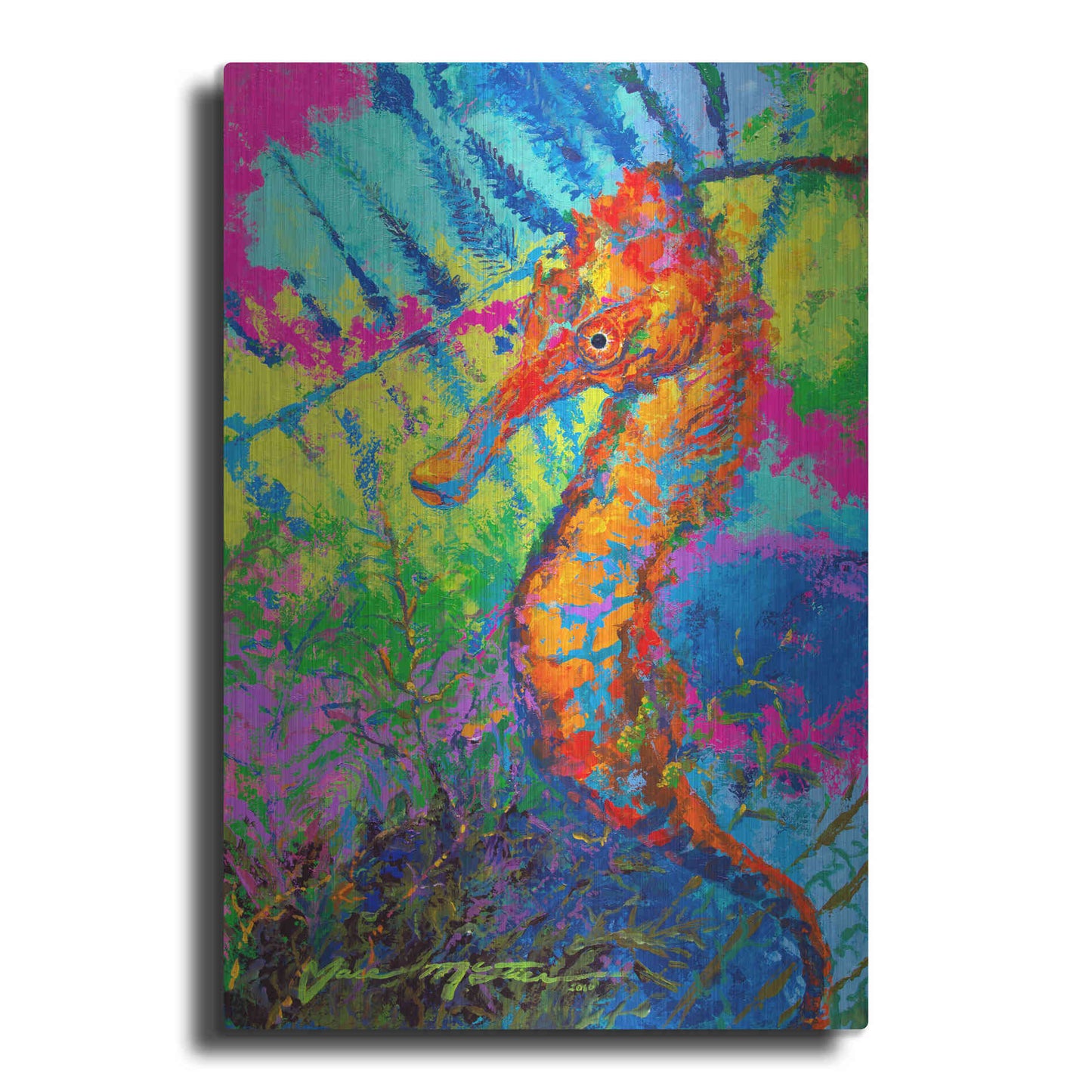 Luxe Metal Art 'Miniature Majesty of the Ocean Orange Caribbe' by Jace D McTier, Metal Wall Art