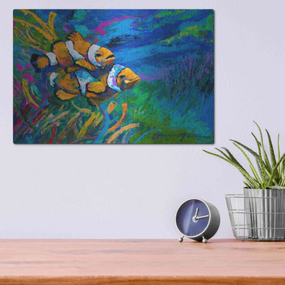 Luxe Metal Art 'The First Date Smiling Clownfish' by Jace D McTier, Metal Wall Art,16x12