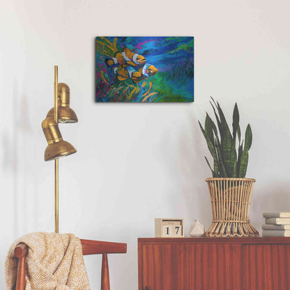 Luxe Metal Art 'The First Date Smiling Clownfish' by Jace D McTier, Metal Wall Art,24x16