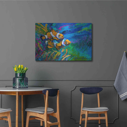 Luxe Metal Art 'The First Date Smiling Clownfish' by Jace D McTier, Metal Wall Art,36x24