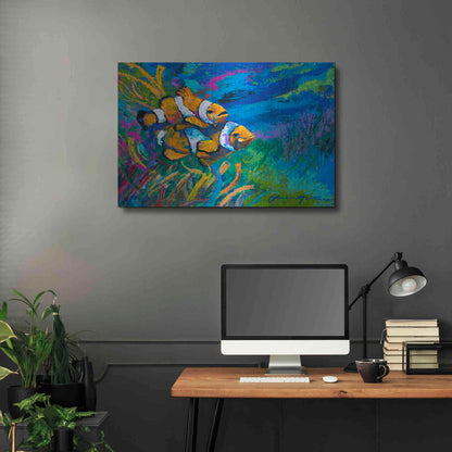 Luxe Metal Art 'The First Date Smiling Clownfish' by Jace D McTier, Metal Wall Art,36x24