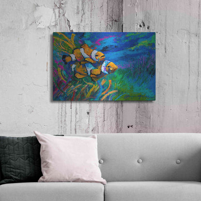 Luxe Metal Art 'The First Date Smiling Clownfish' by Jace D McTier, Metal Wall Art,36x24