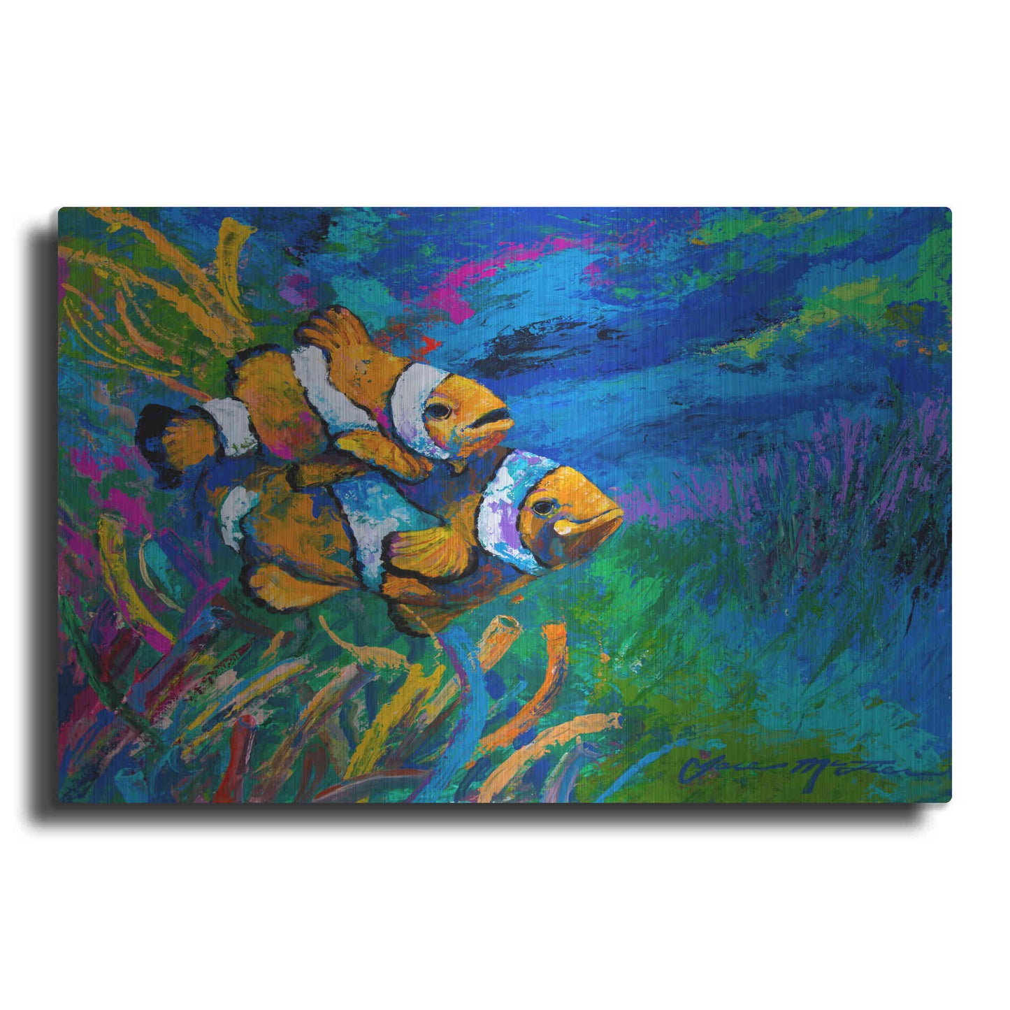 Luxe Metal Art 'The First Date Smiling Clownfish' by Jace D McTier, Metal Wall Art