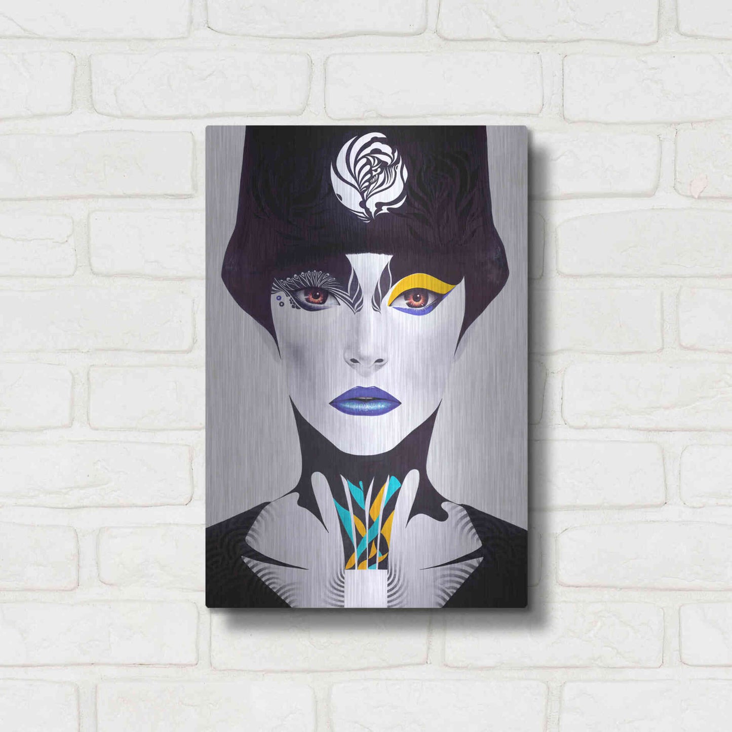 Luxe Metal Art 'Blue Lip' by MinJae, Metal Wall Art,12x16