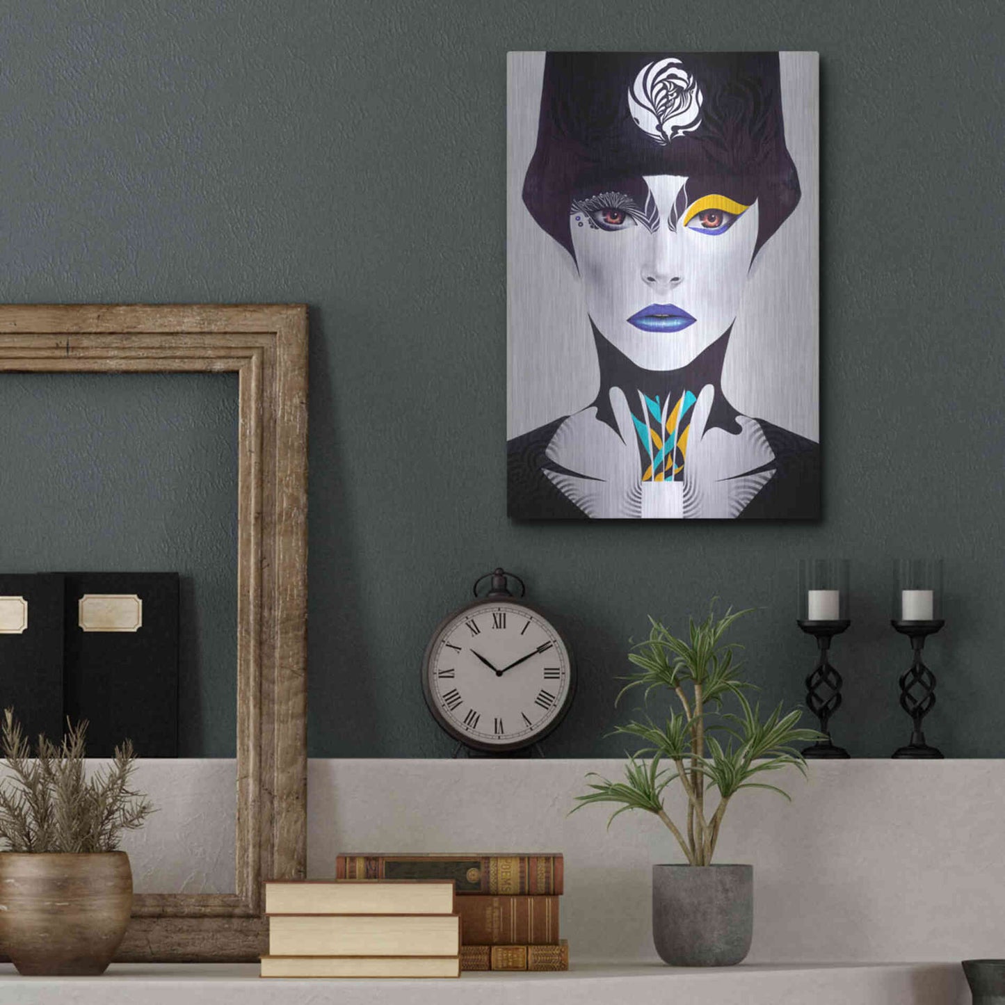 Luxe Metal Art 'Blue Lip' by MinJae, Metal Wall Art,12x16