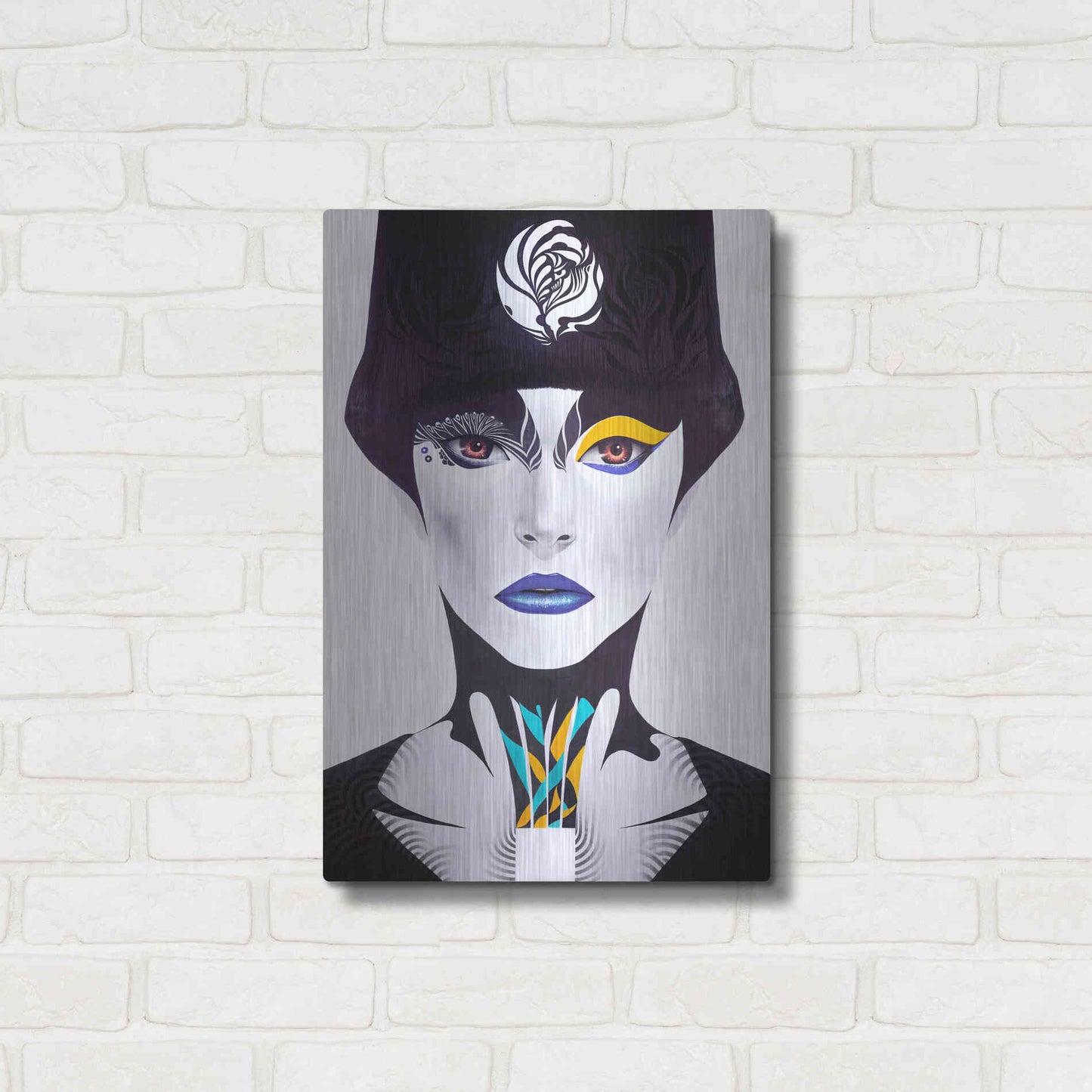 Luxe Metal Art 'Blue Lip' by MinJae, Metal Wall Art,16x24