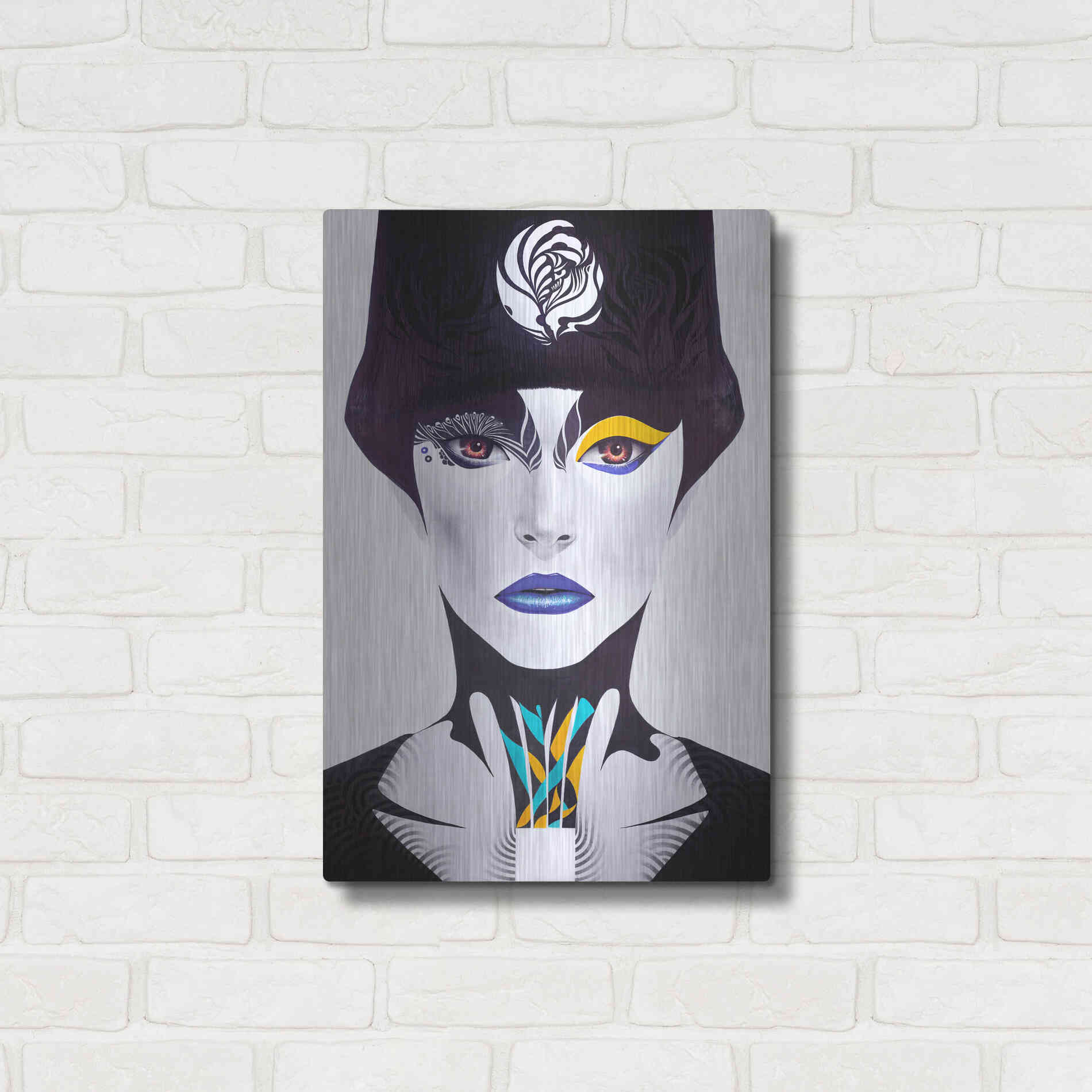 Luxe Metal Art 'Blue Lip' by MinJae, Metal Wall Art,16x24