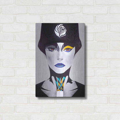 Luxe Metal Art 'Blue Lip' by MinJae, Metal Wall Art,16x24