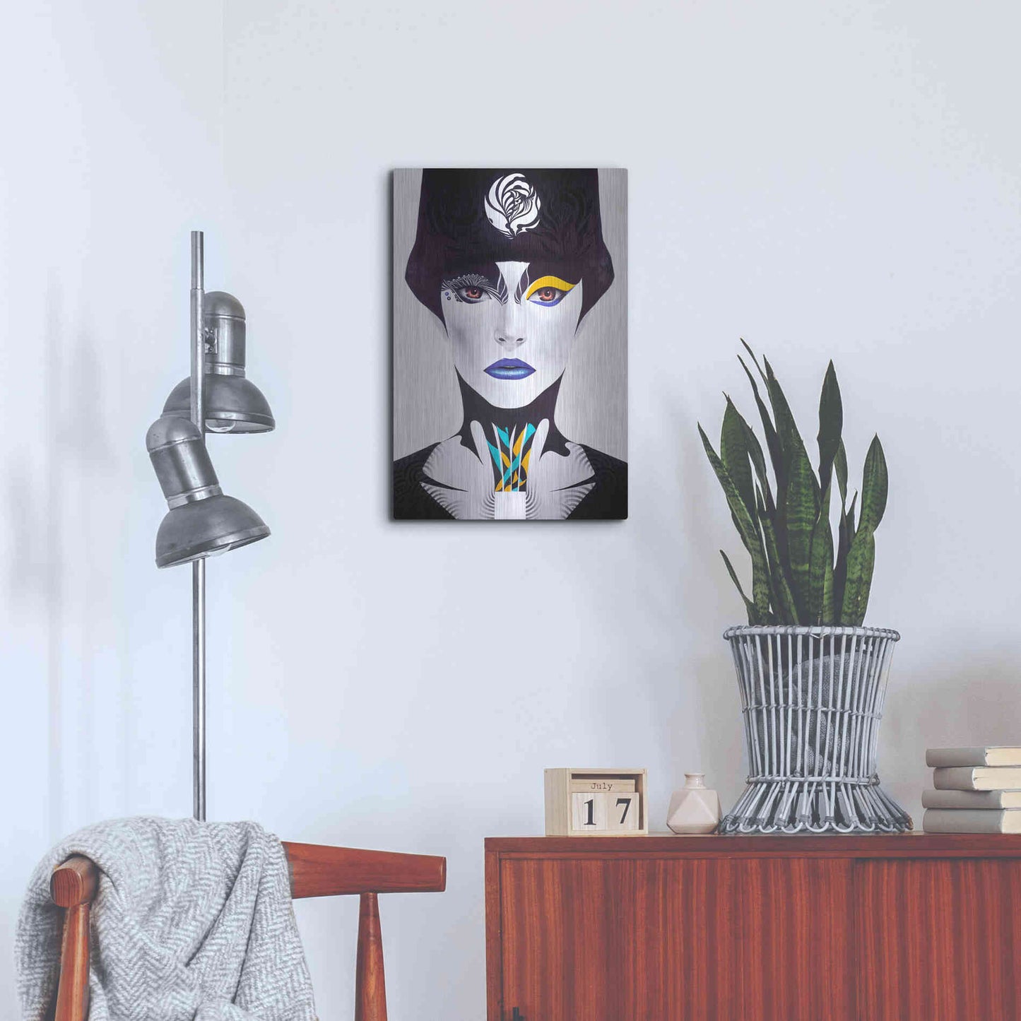 Luxe Metal Art 'Blue Lip' by MinJae, Metal Wall Art,16x24