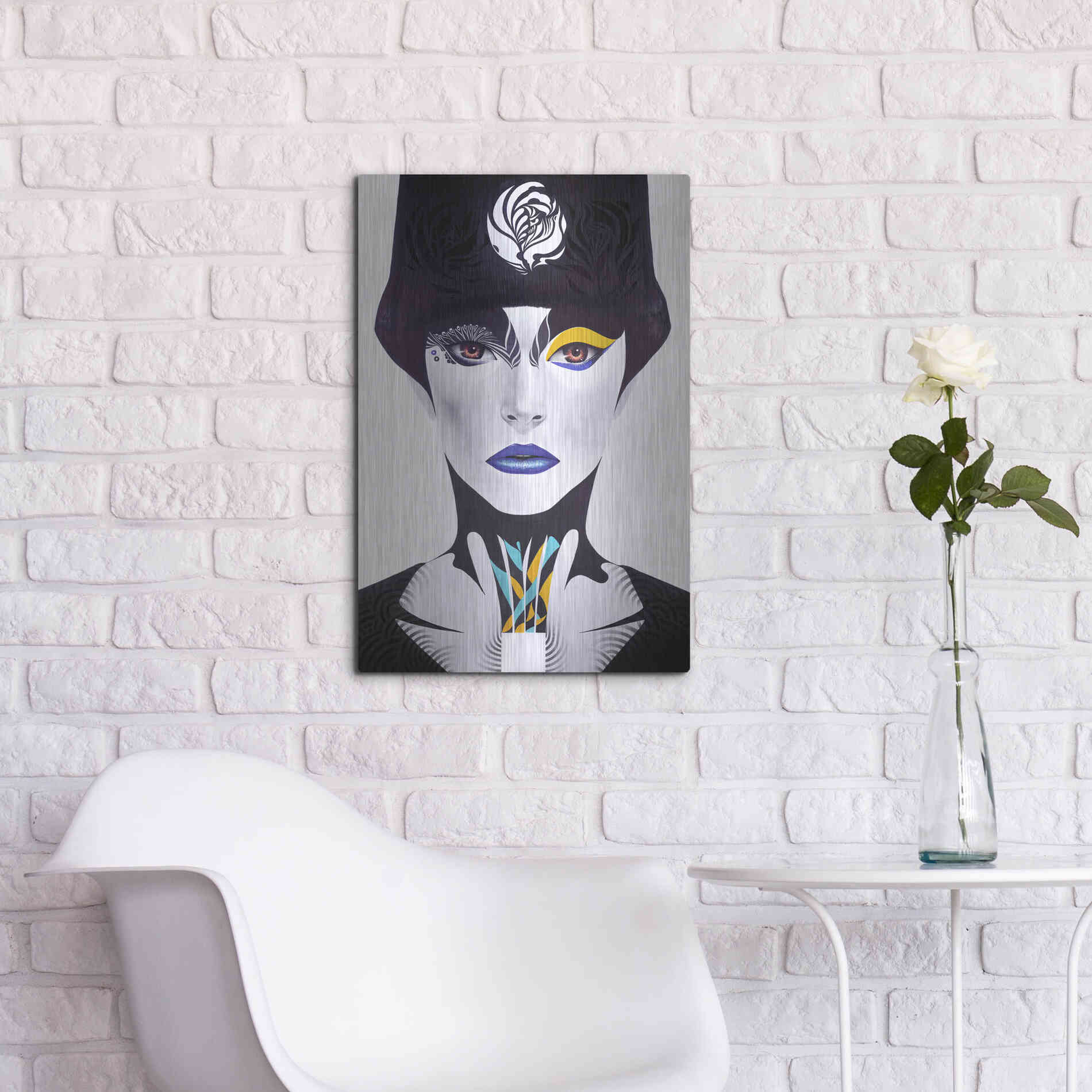 Luxe Metal Art 'Blue Lip' by MinJae, Metal Wall Art,16x24