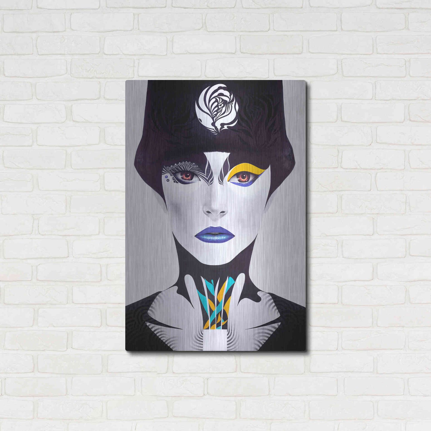 Luxe Metal Art 'Blue Lip' by MinJae, Metal Wall Art,24x36