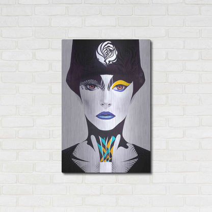 Luxe Metal Art 'Blue Lip' by MinJae, Metal Wall Art,24x36