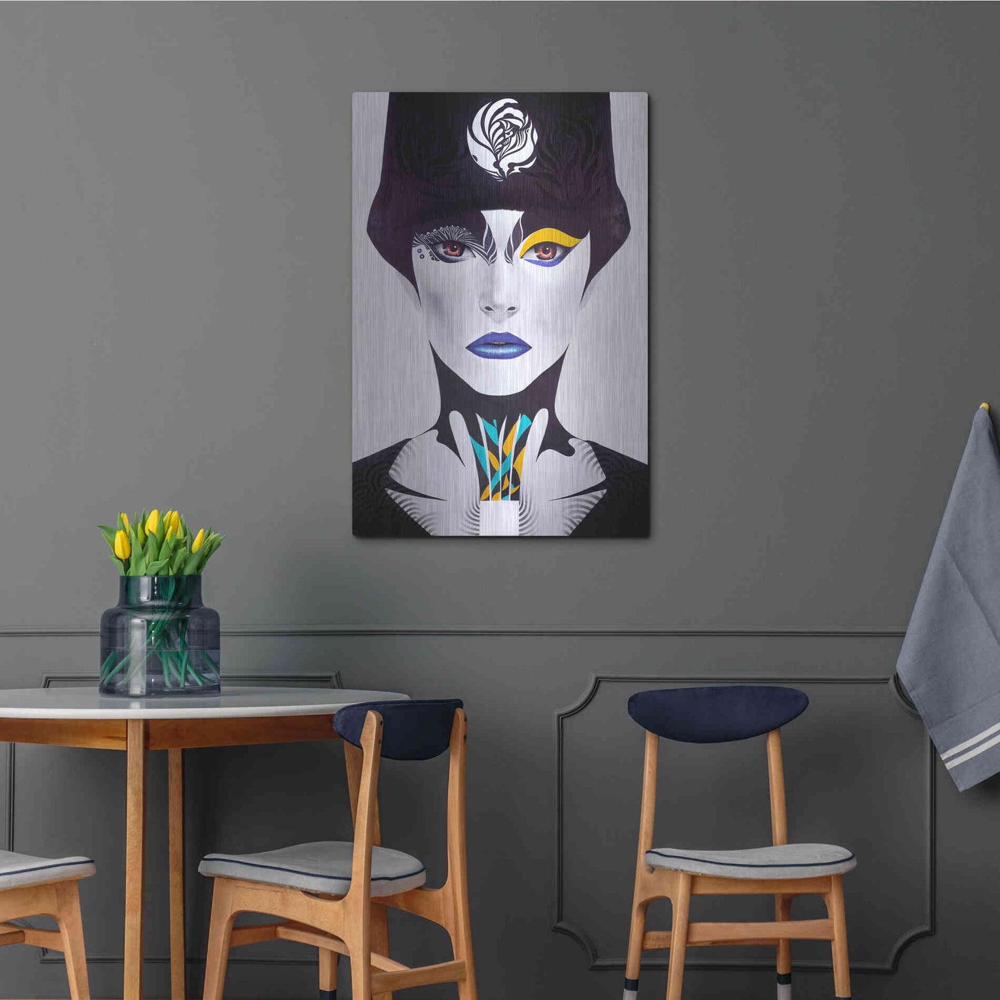 Luxe Metal Art 'Blue Lip' by MinJae, Metal Wall Art,24x36