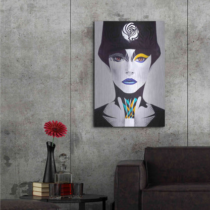 Luxe Metal Art 'Blue Lip' by MinJae, Metal Wall Art,24x36