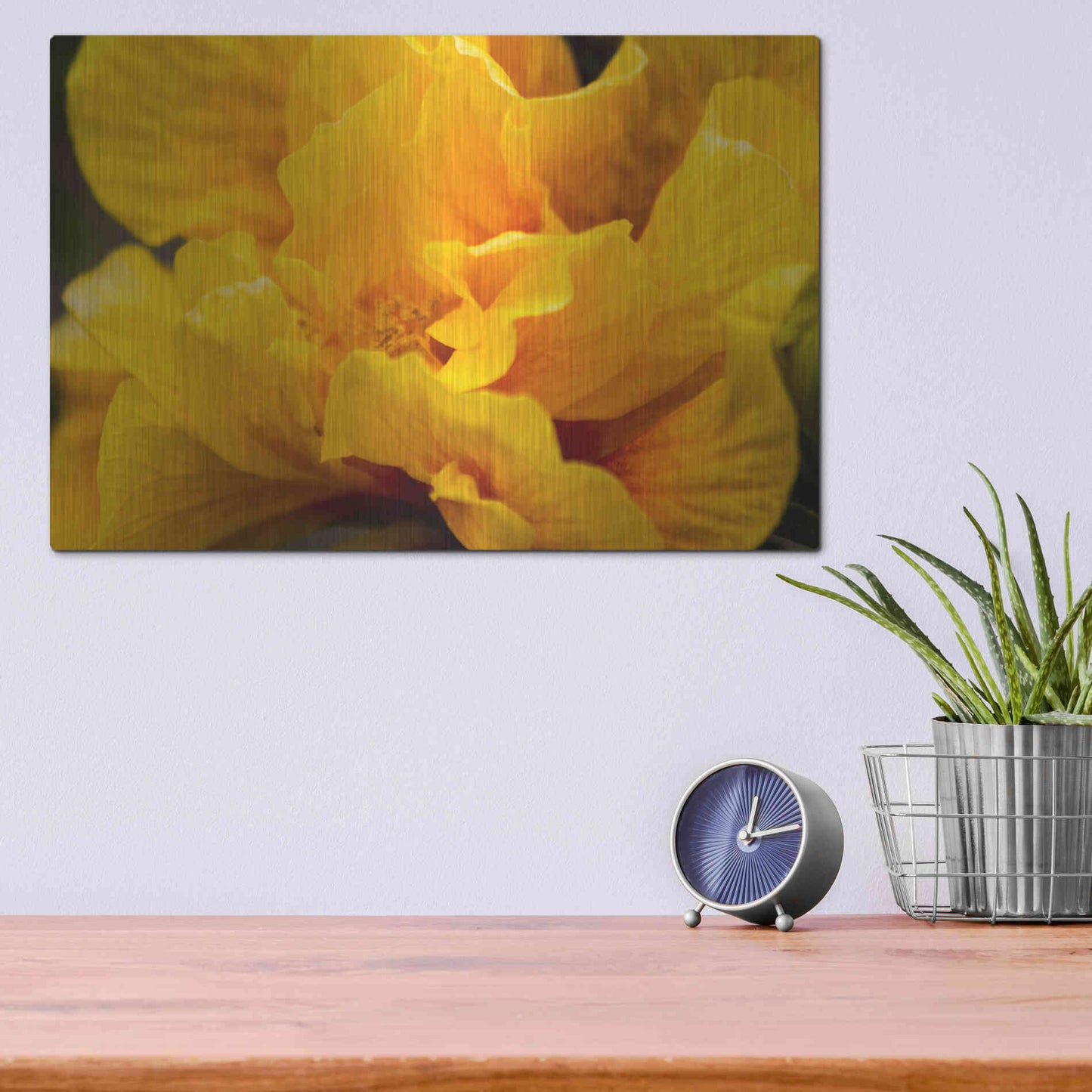 Luxe Metal Art 'Hibiscus Folds' by Chris Moyer, Metal Wall Art,16x12