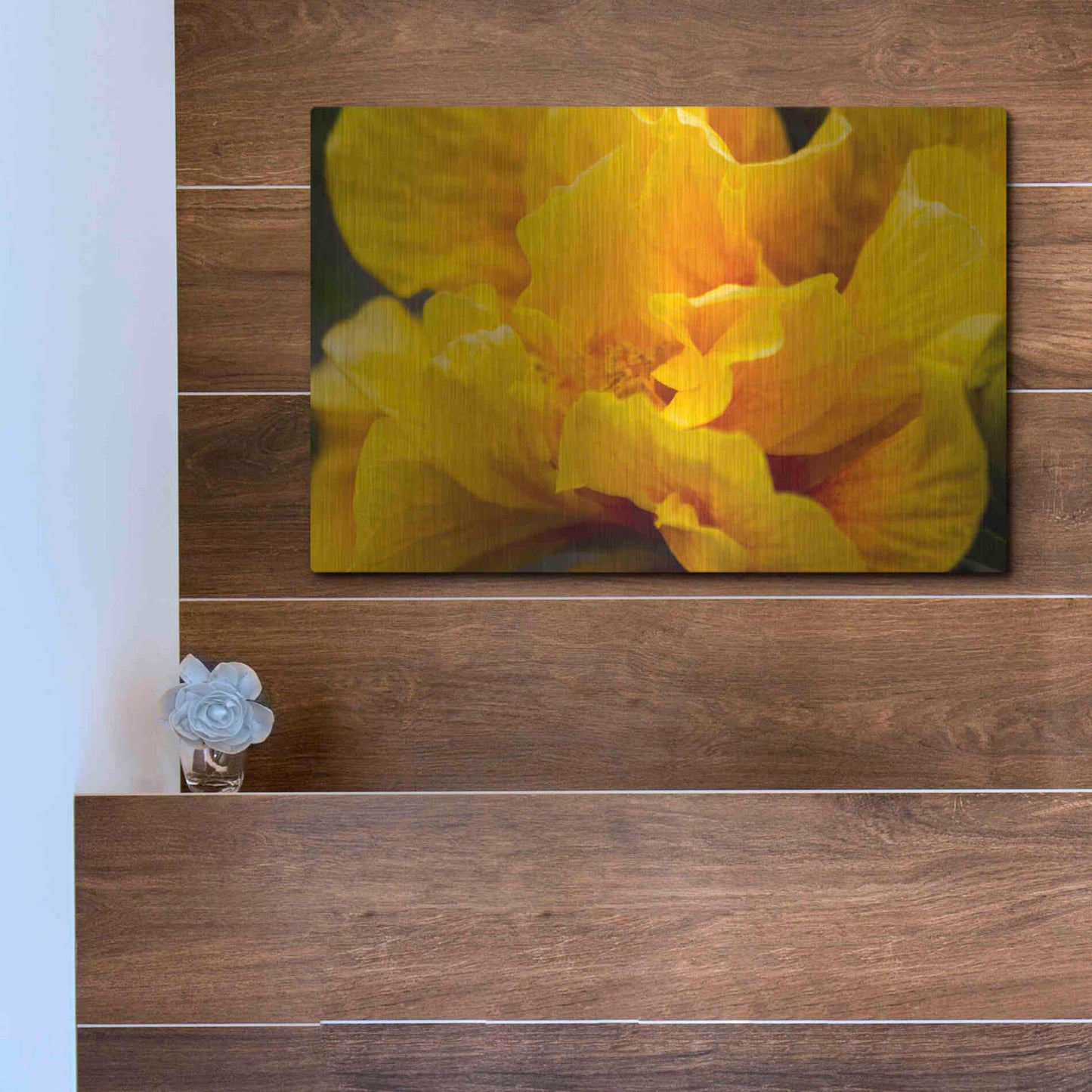 Luxe Metal Art 'Hibiscus Folds' by Chris Moyer, Metal Wall Art,16x12