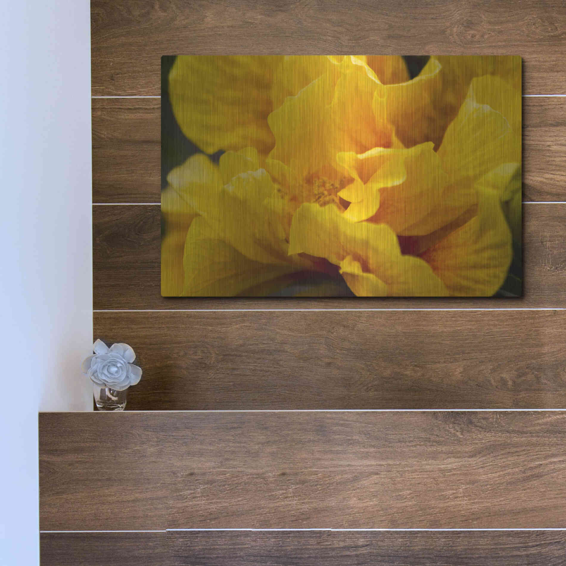 Luxe Metal Art 'Hibiscus Folds' by Chris Moyer, Metal Wall Art,16x12