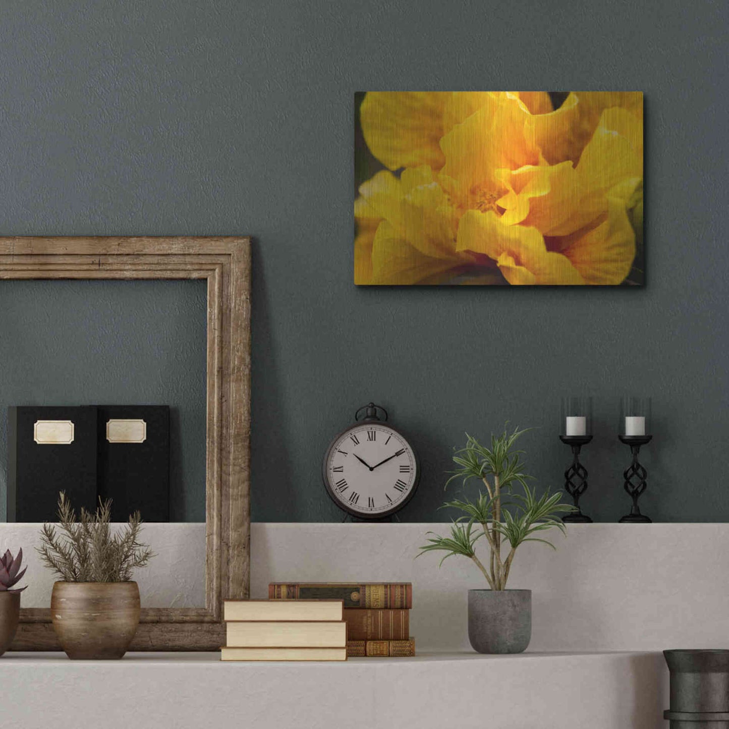 Luxe Metal Art 'Hibiscus Folds' by Chris Moyer, Metal Wall Art,16x12