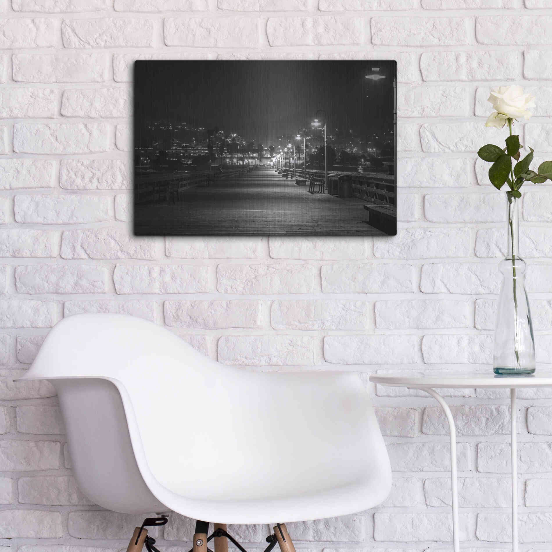 Luxe Metal Art 'Lonely Pier' by Chris Moyer, Metal Wall Art,24x16