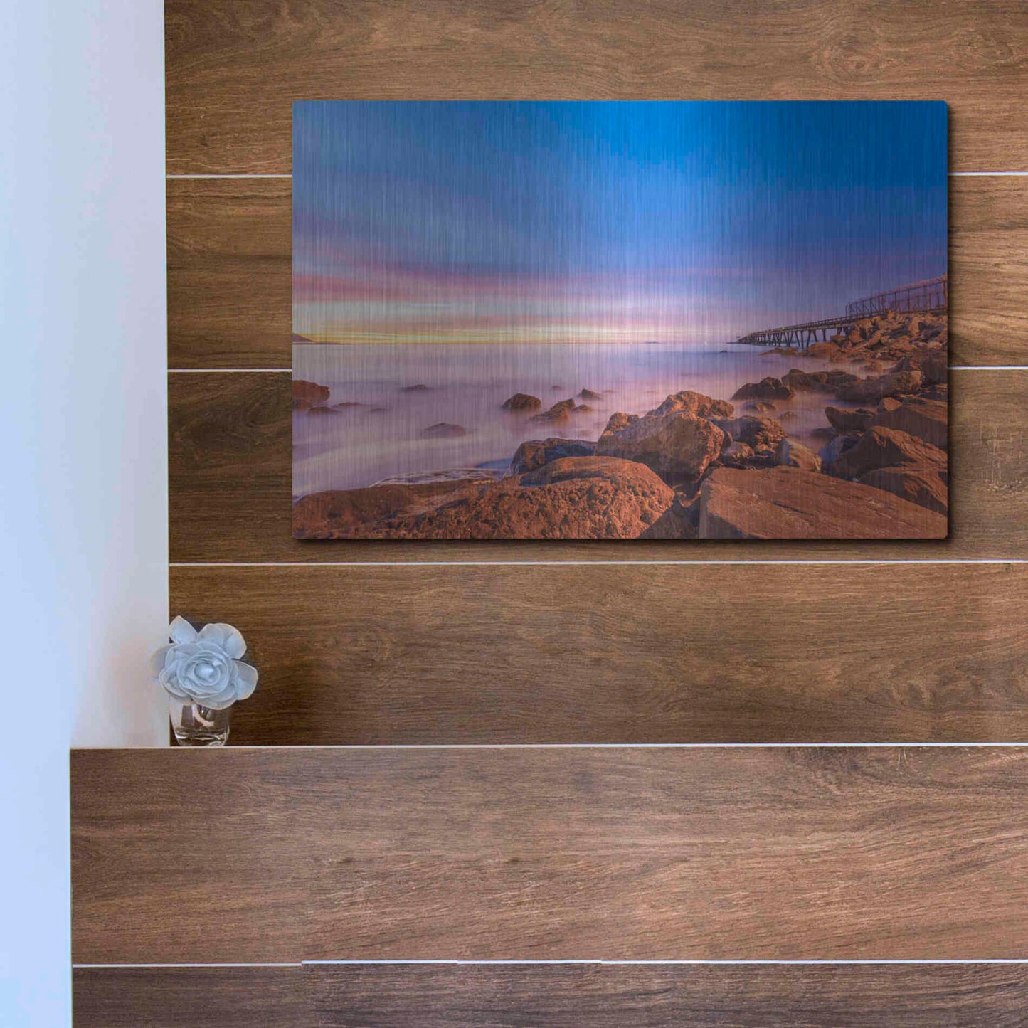 Luxe Metal Art 'Low Shoals View' by Chris Moyer, Metal Wall Art,16x12