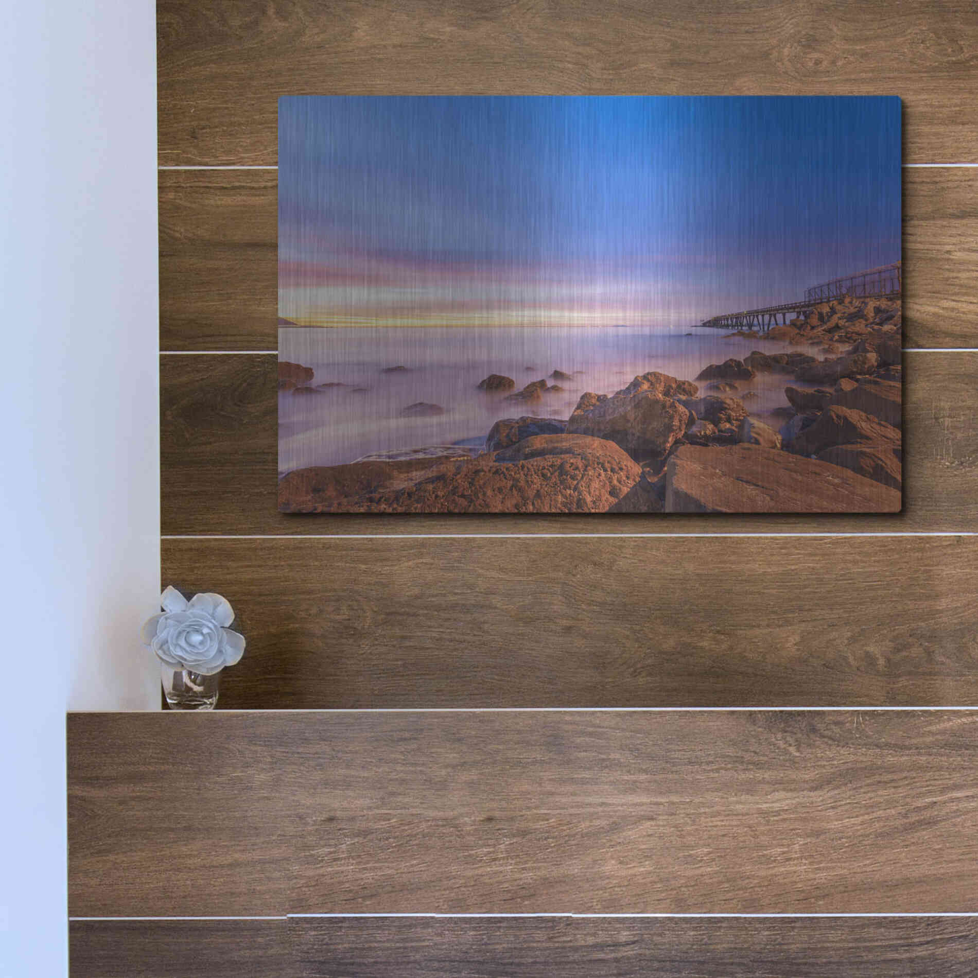 Luxe Metal Art 'Low Shoals View' by Chris Moyer, Metal Wall Art,16x12