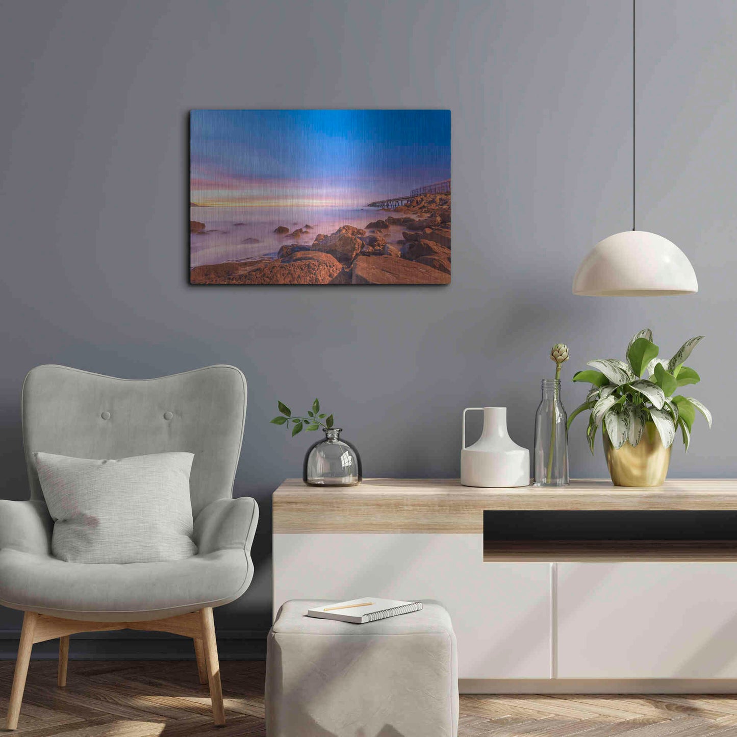 Luxe Metal Art 'Low Shoals View' by Chris Moyer, Metal Wall Art,24x16