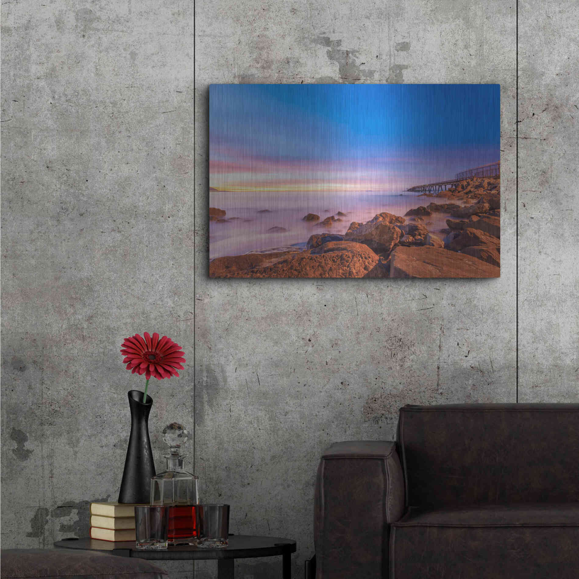 Luxe Metal Art 'Low Shoals View' by Chris Moyer, Metal Wall Art,36x24
