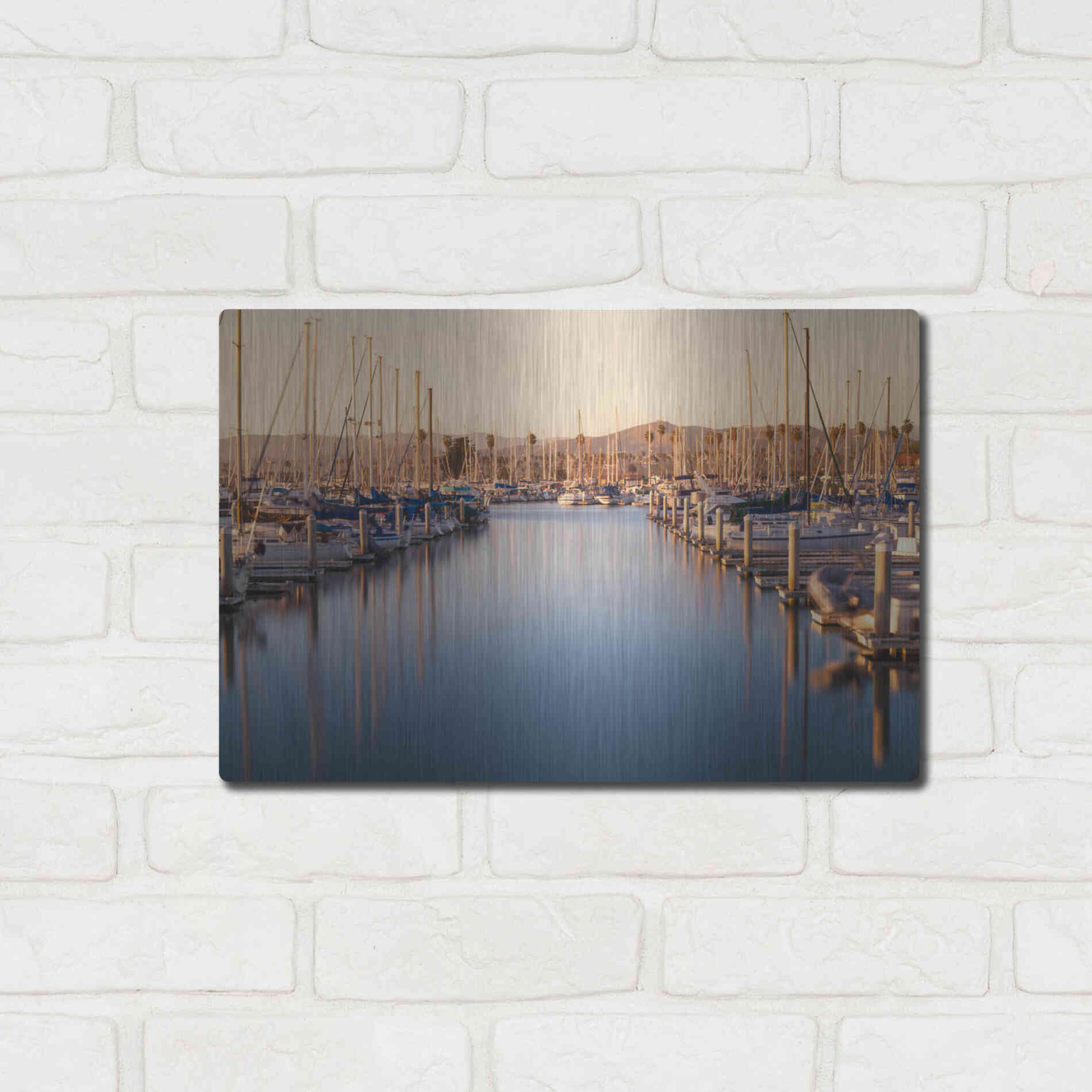 Luxe Metal Art 'Marina Dusk' by Chris Moyer, Metal Wall Art,16x12