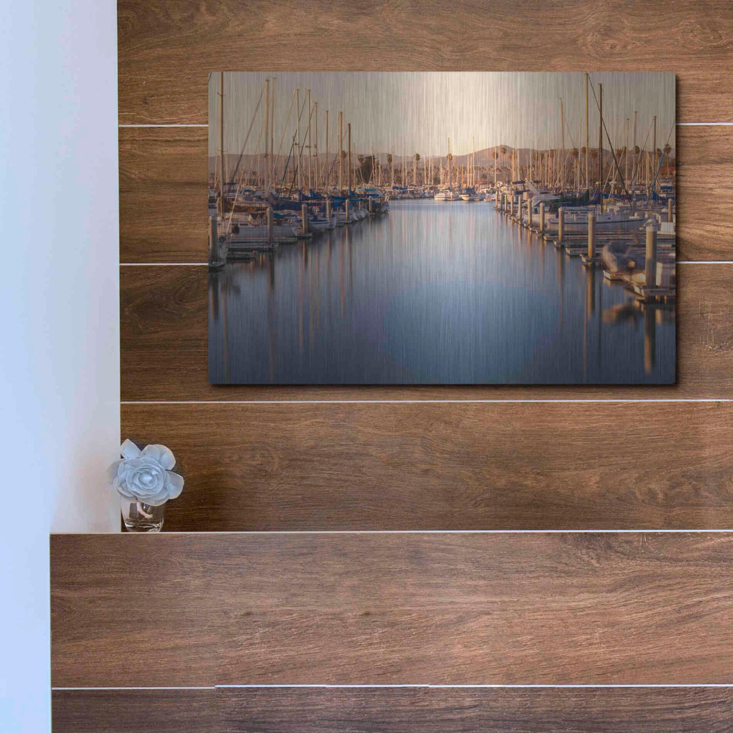 Luxe Metal Art 'Marina Dusk' by Chris Moyer, Metal Wall Art,16x12