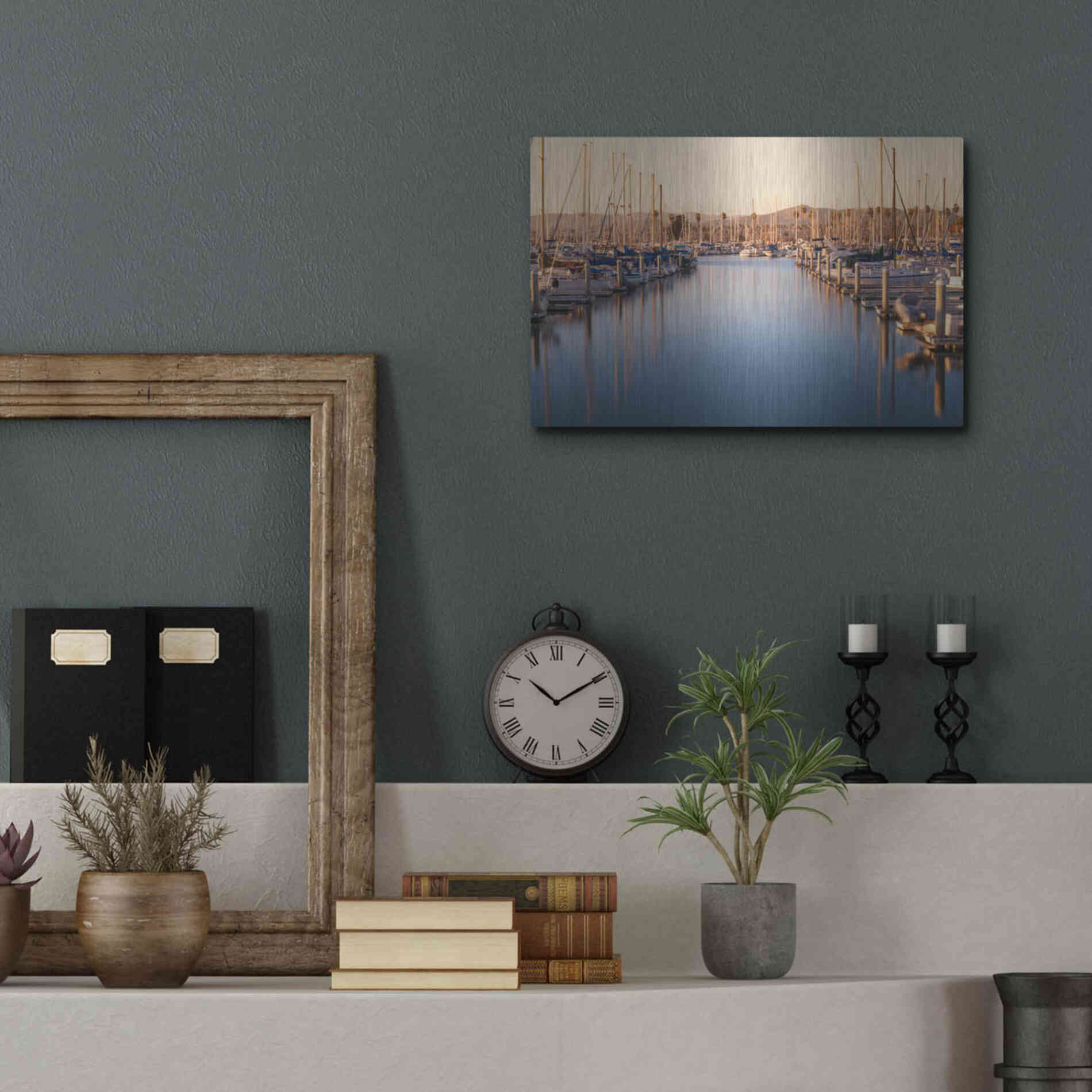 Luxe Metal Art 'Marina Dusk' by Chris Moyer, Metal Wall Art,16x12