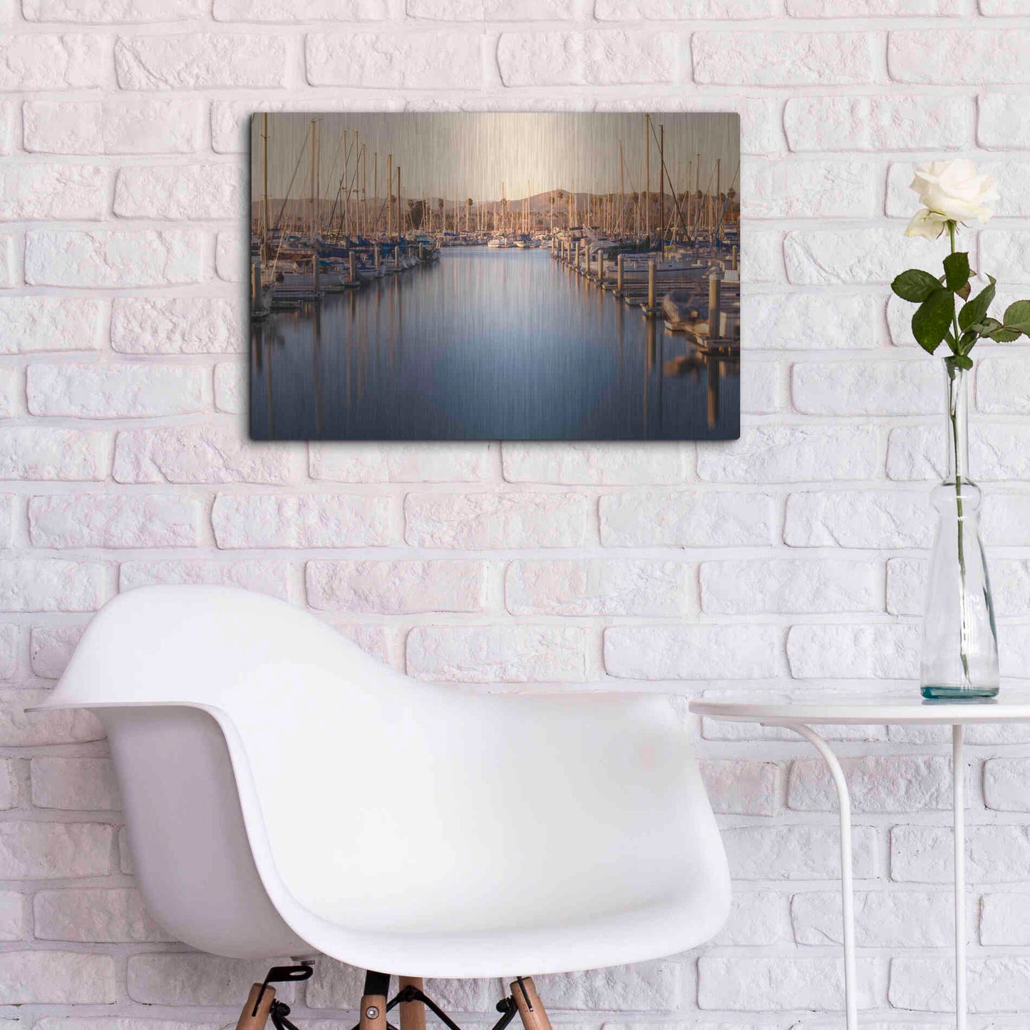 Luxe Metal Art 'Marina Dusk' by Chris Moyer, Metal Wall Art,24x16