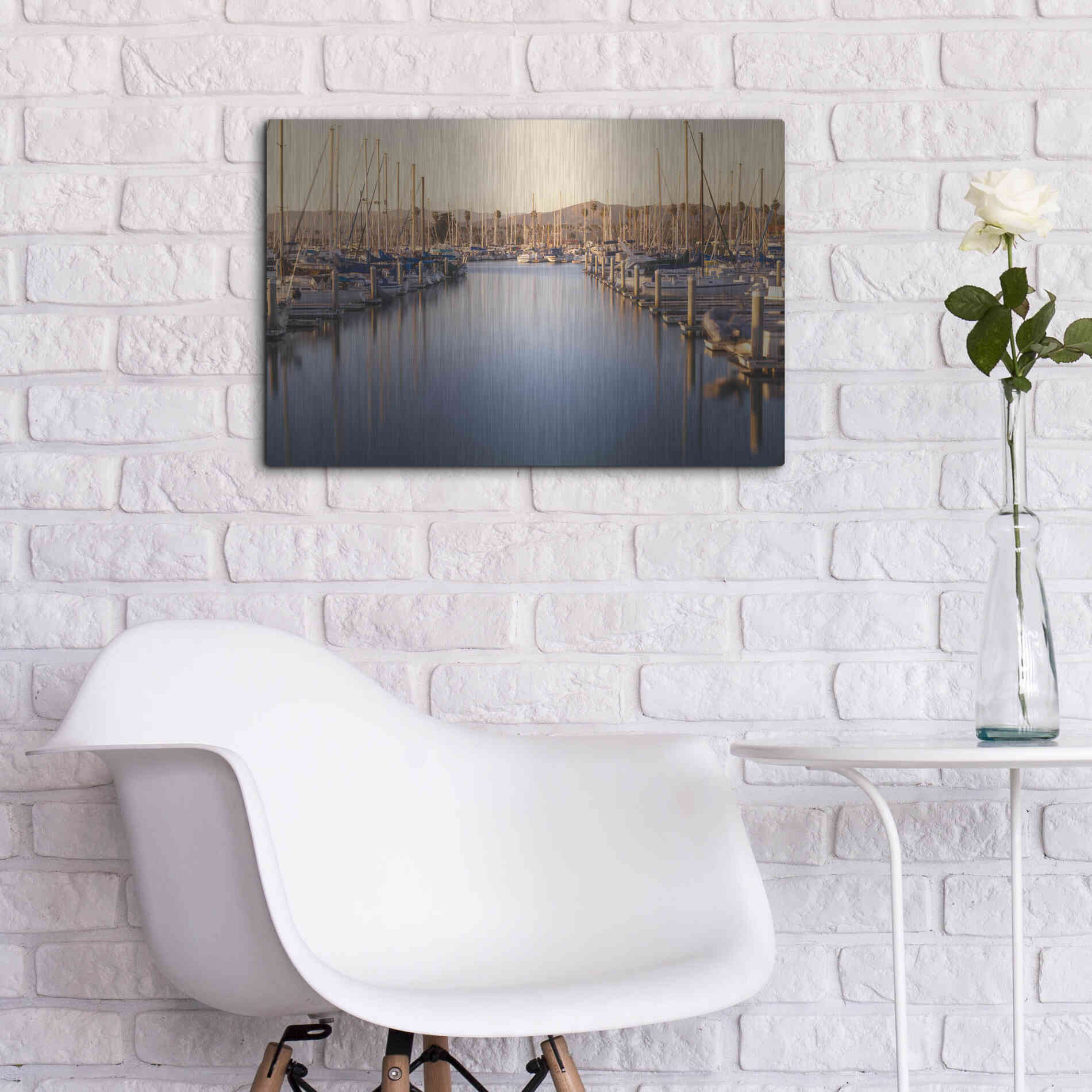 Luxe Metal Art 'Marina Dusk' by Chris Moyer, Metal Wall Art,24x16