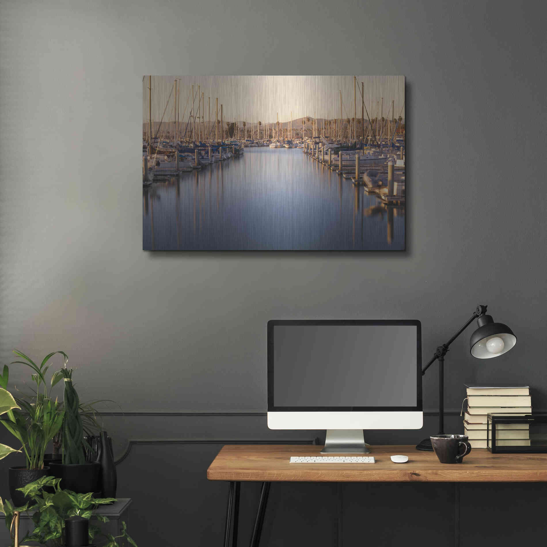 Luxe Metal Art 'Marina Dusk' by Chris Moyer, Metal Wall Art,36x24