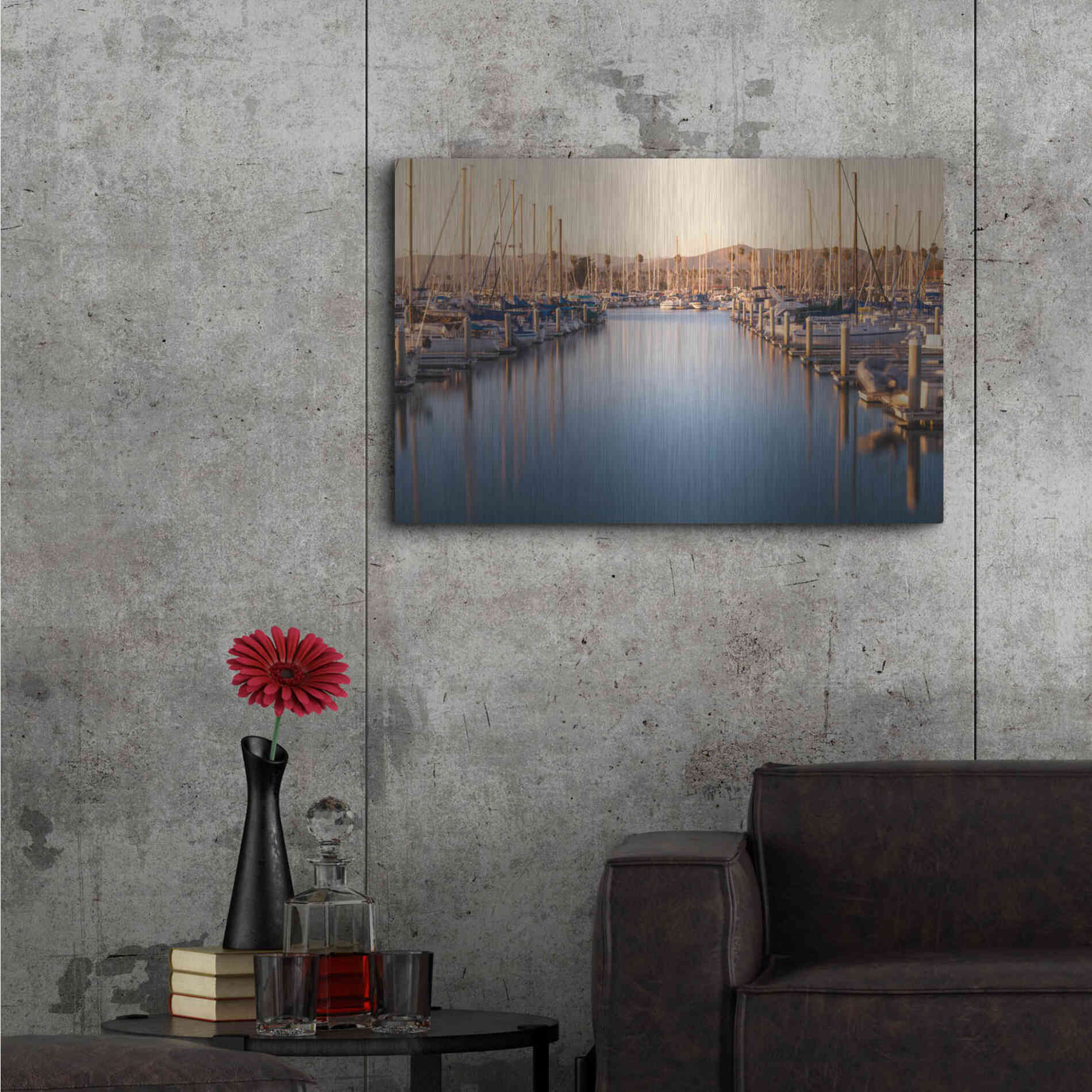Luxe Metal Art 'Marina Dusk' by Chris Moyer, Metal Wall Art,36x24