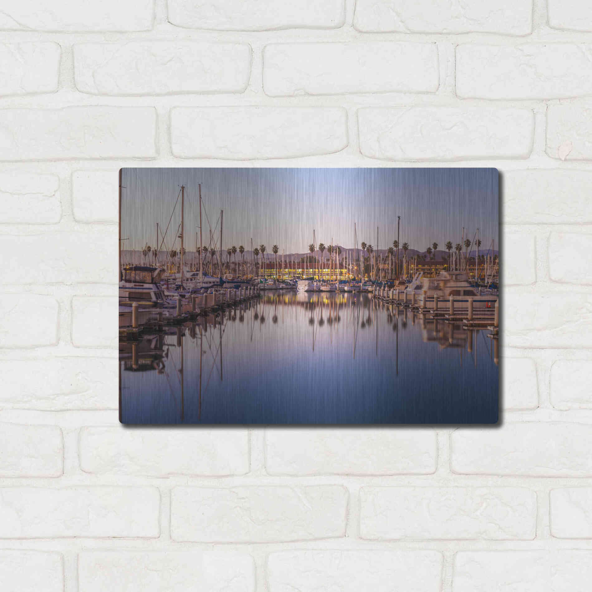 Luxe Metal Art 'Marina Reflected' by Chris Moyer, Metal Wall Art,16x12