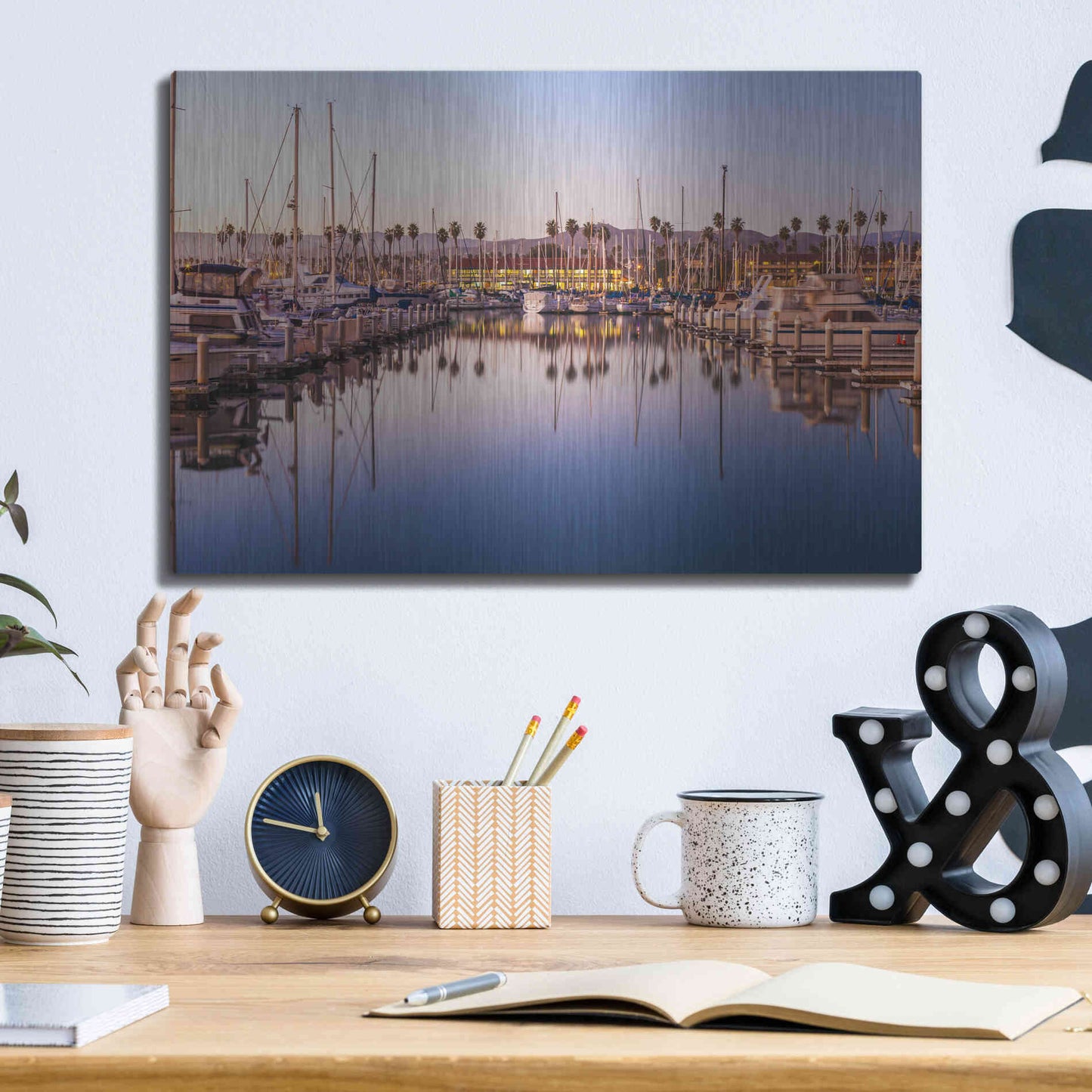 Luxe Metal Art 'Marina Reflected' by Chris Moyer, Metal Wall Art,16x12