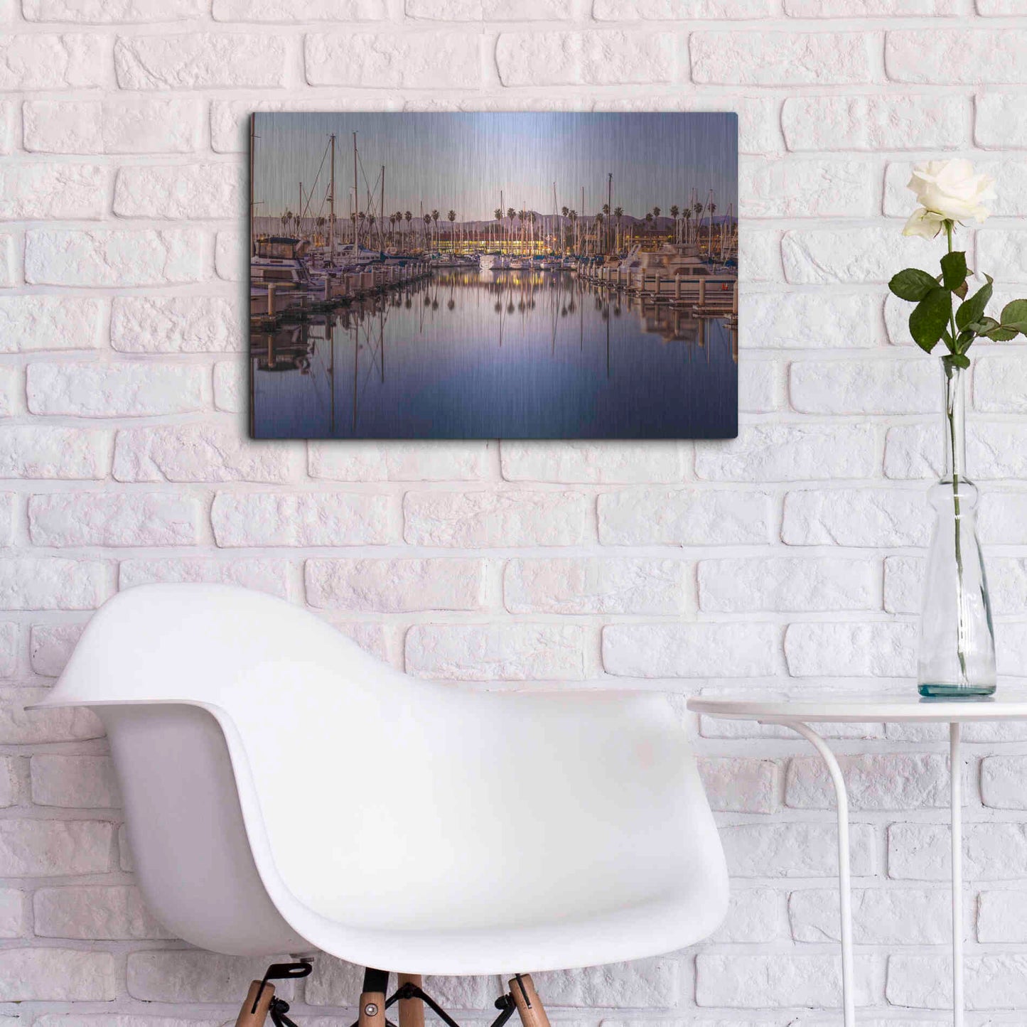 Luxe Metal Art 'Marina Reflected' by Chris Moyer, Metal Wall Art,24x16